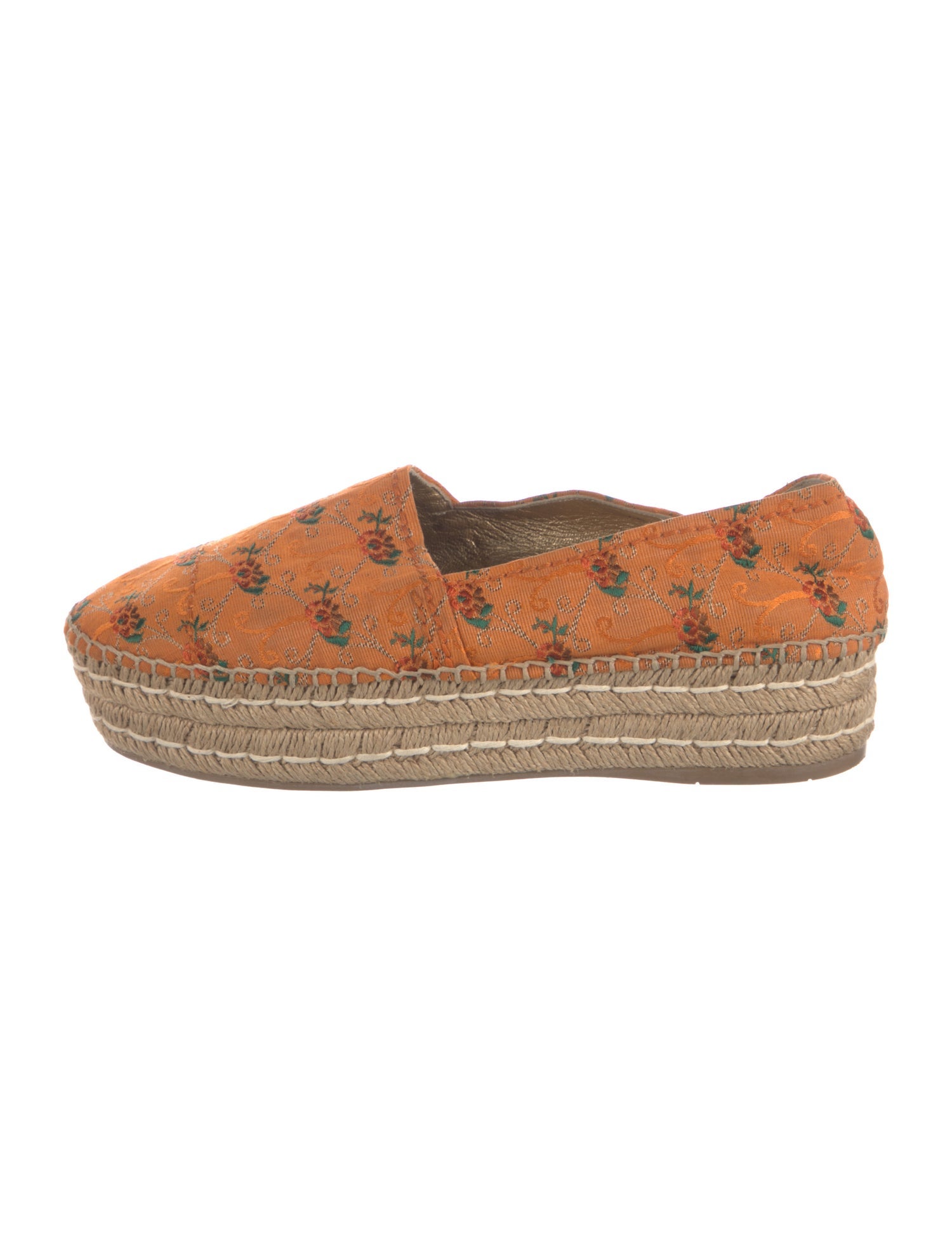 Prada Floral Print Embroidered Accent Espadrilles