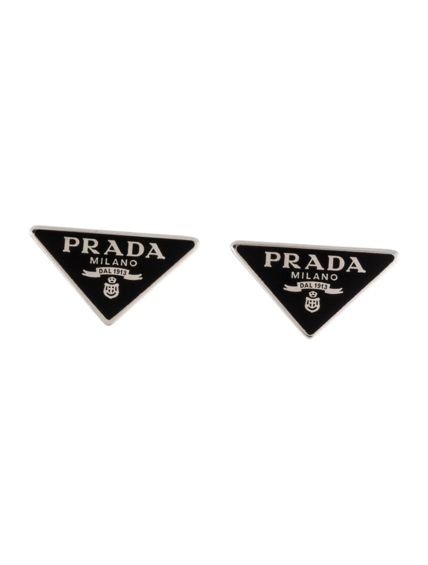 Prada Enamel Symbole Logo Stud Earrings