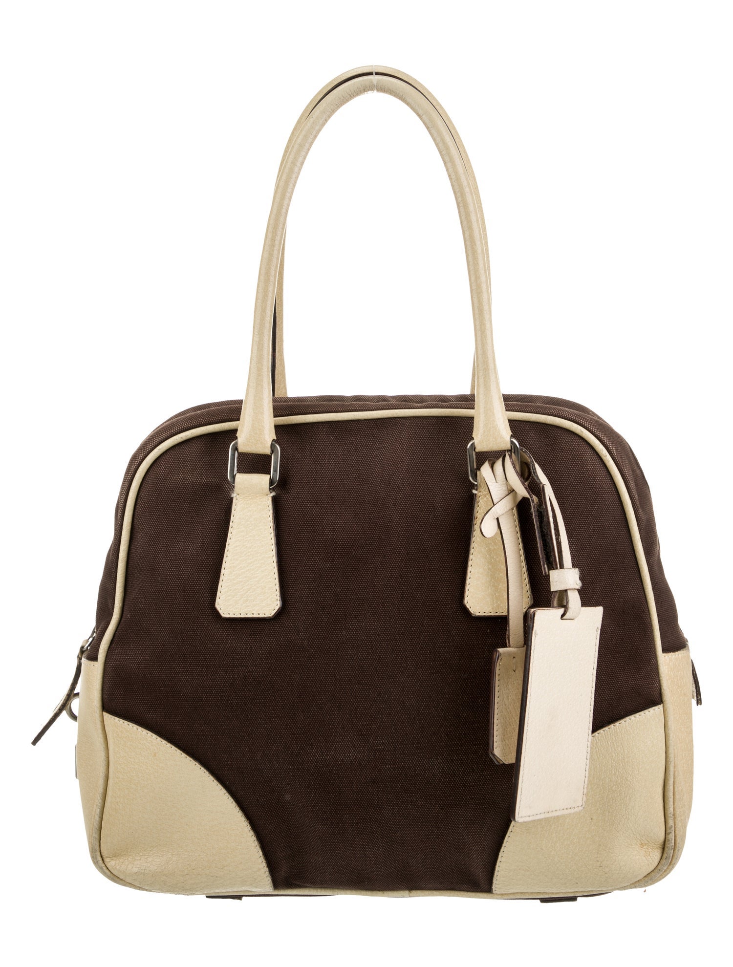 Prada Enameled Metal Triangle Bauletto