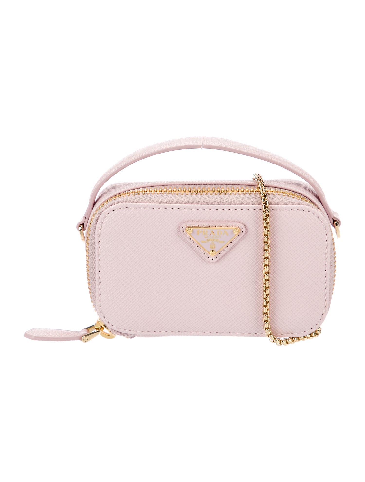 Prada Enameled Metal Triangle Crossbody Bag