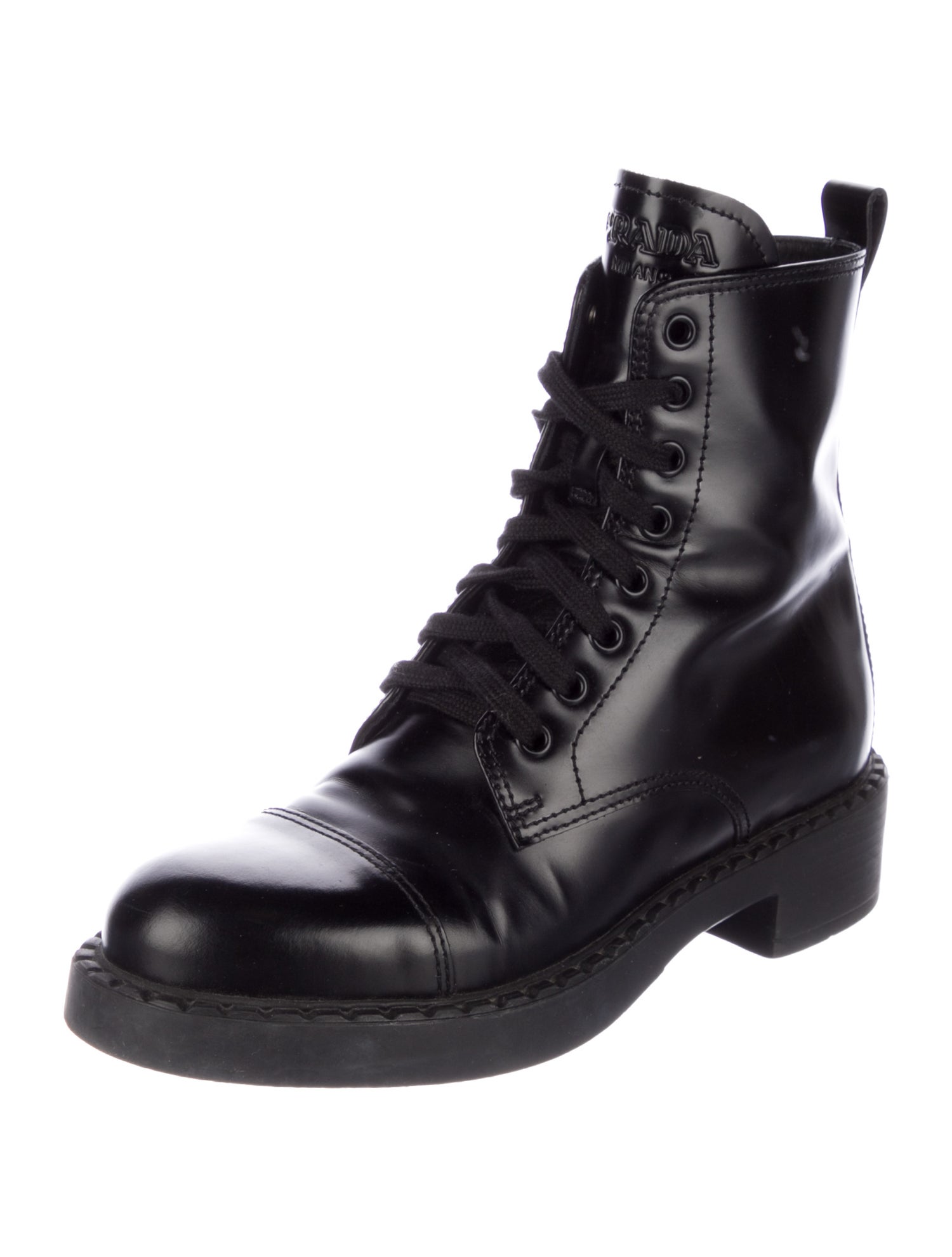 Prada Leather Combat Boots