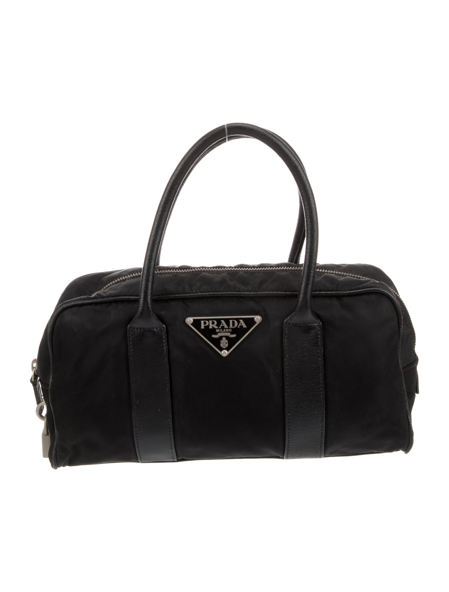 Prada Enameled Metal Triangle Bauletto