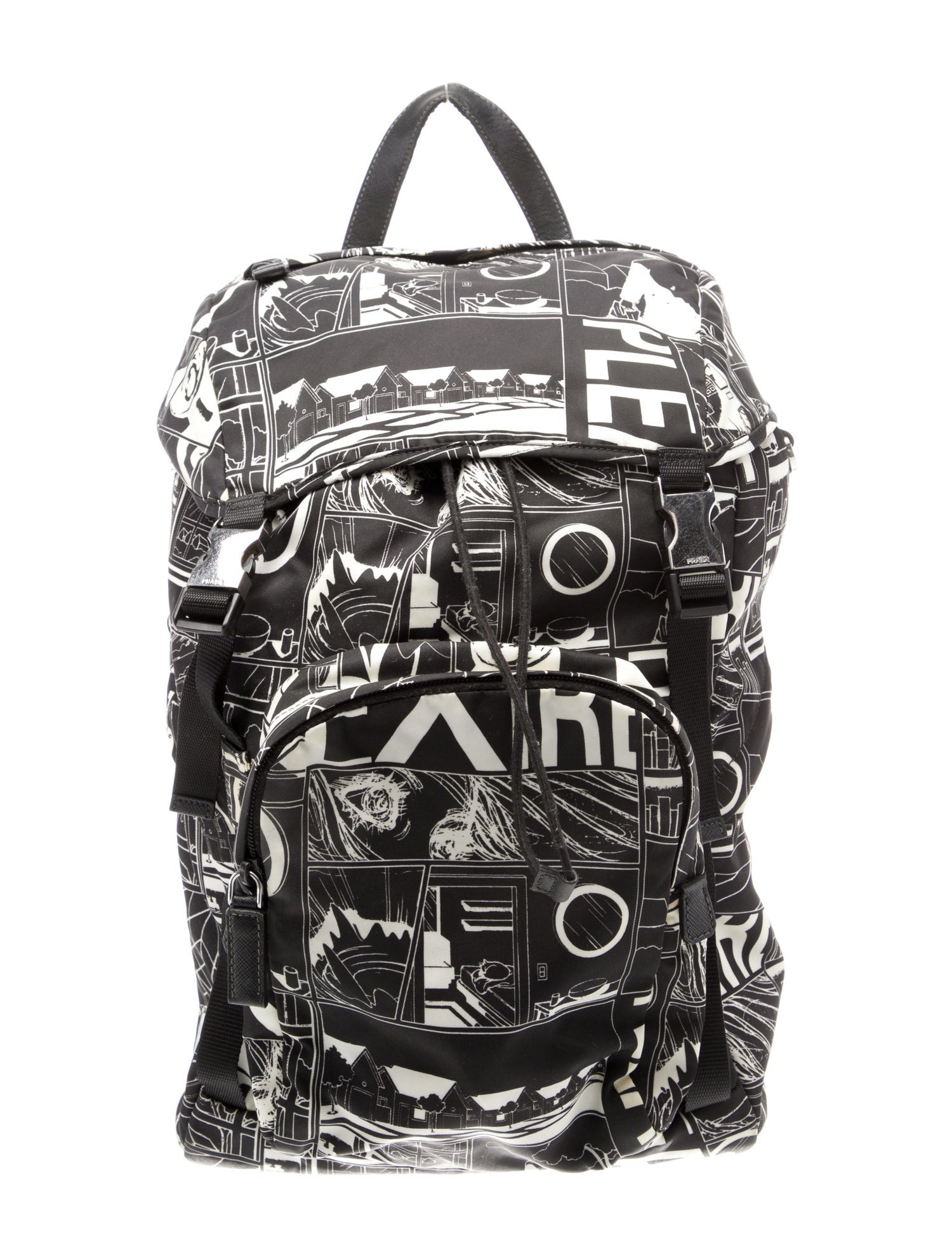 Prada Enameled Metal Triangle Backpack