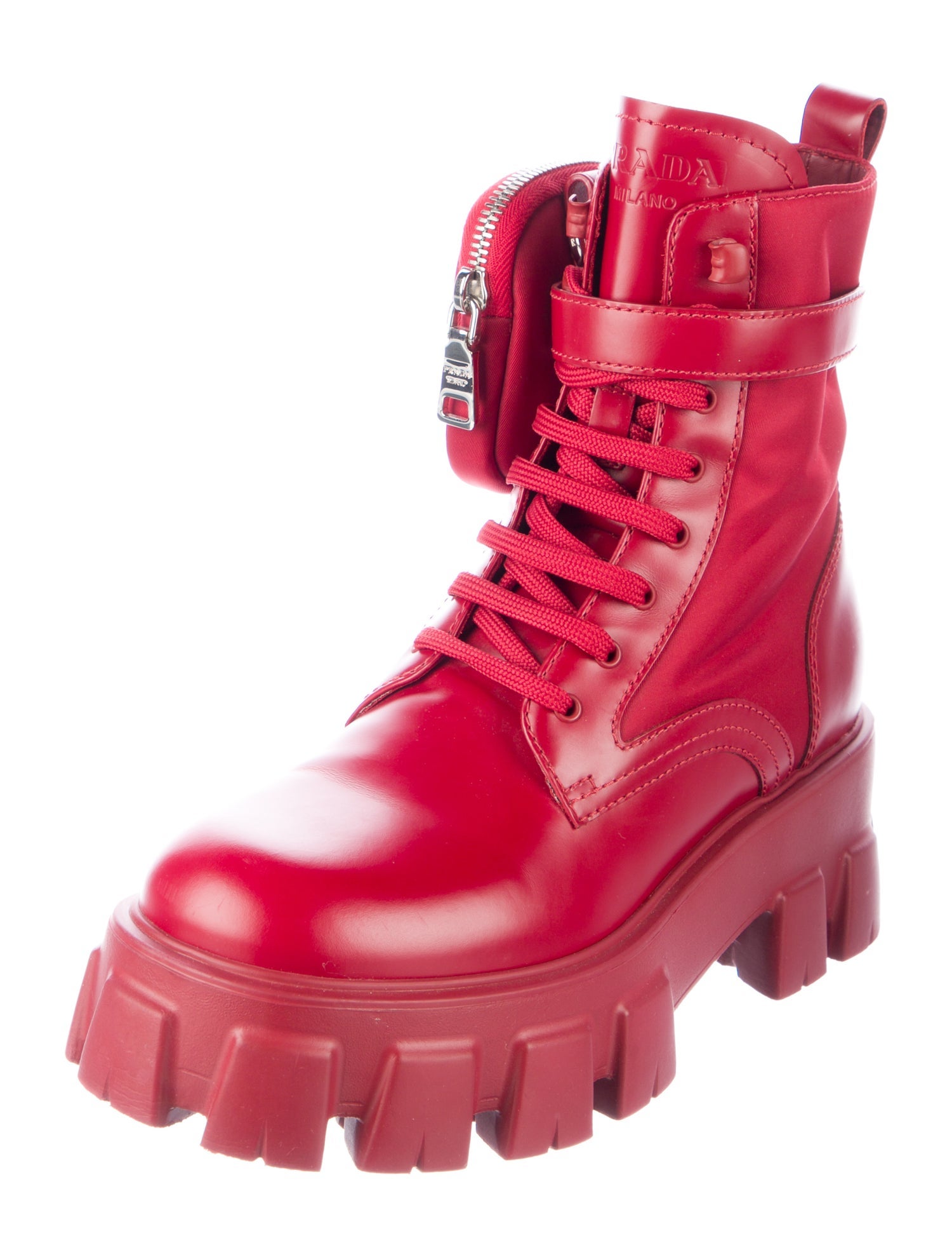 Prada Leather Lace-Up Boots