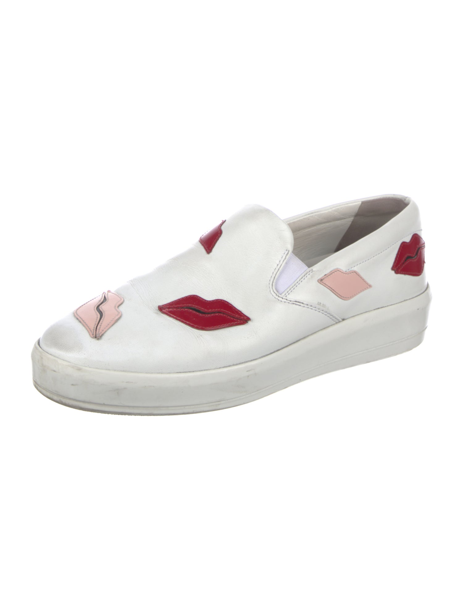 Prada Leather Graphic Print Sneakers