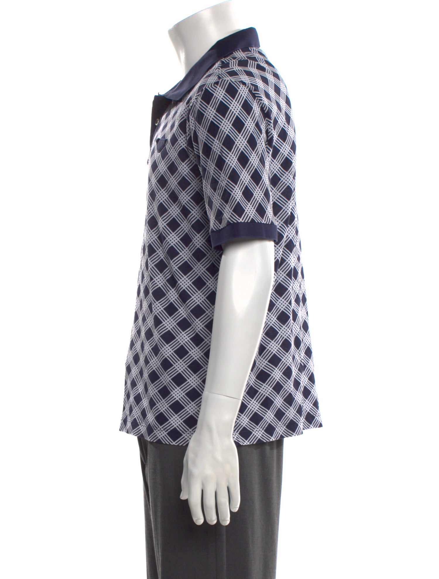 Prada Plaid Print Crew Neck Polo Shirt