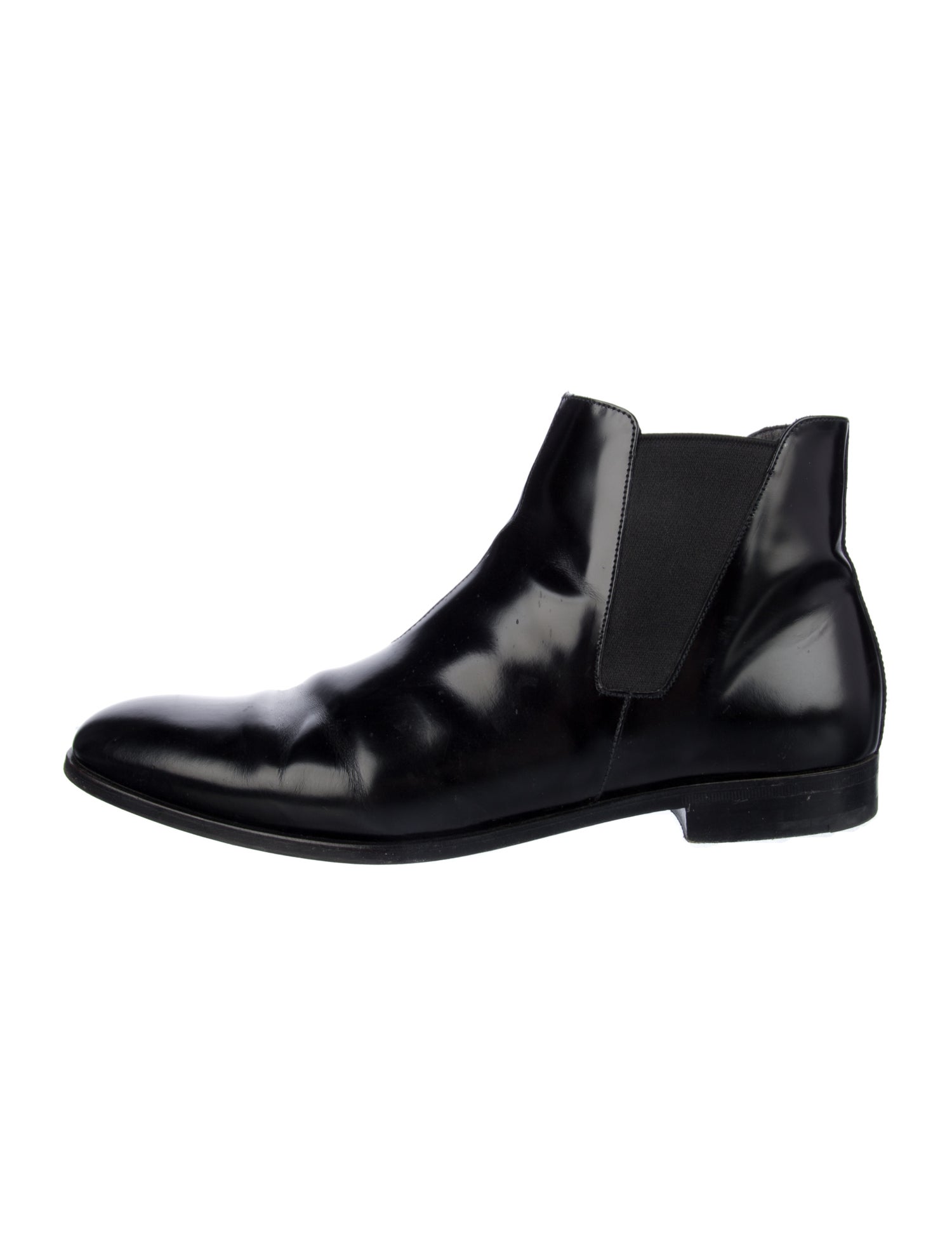 Prada Leather Grosgrain Trim Chelsea Boots