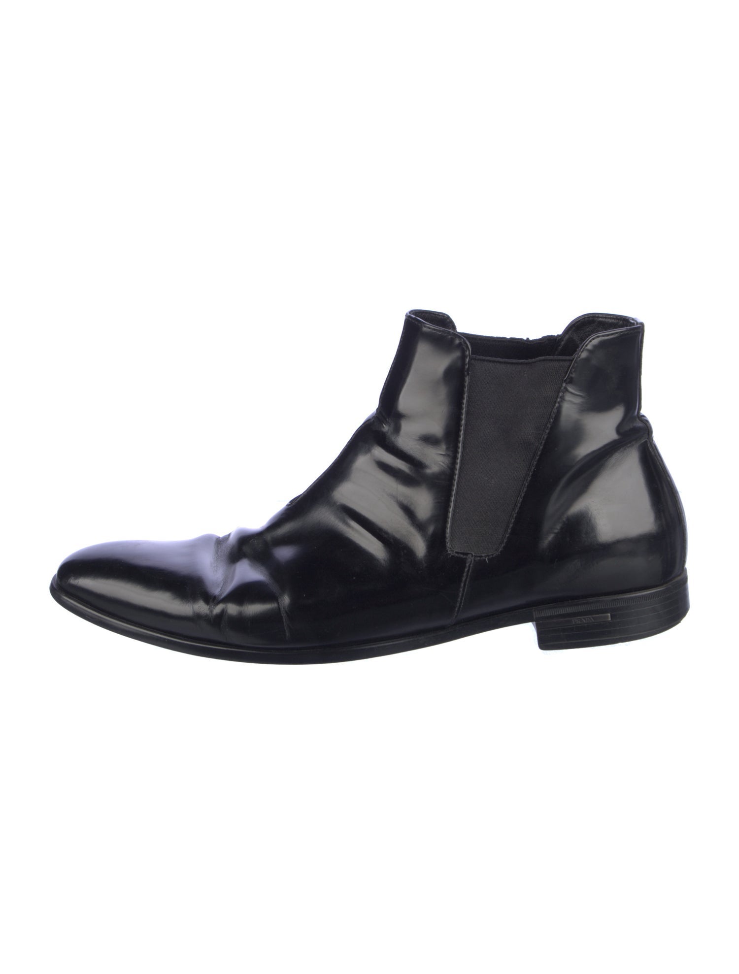 Prada Leather Grosgrain Trim Chelsea Boots
