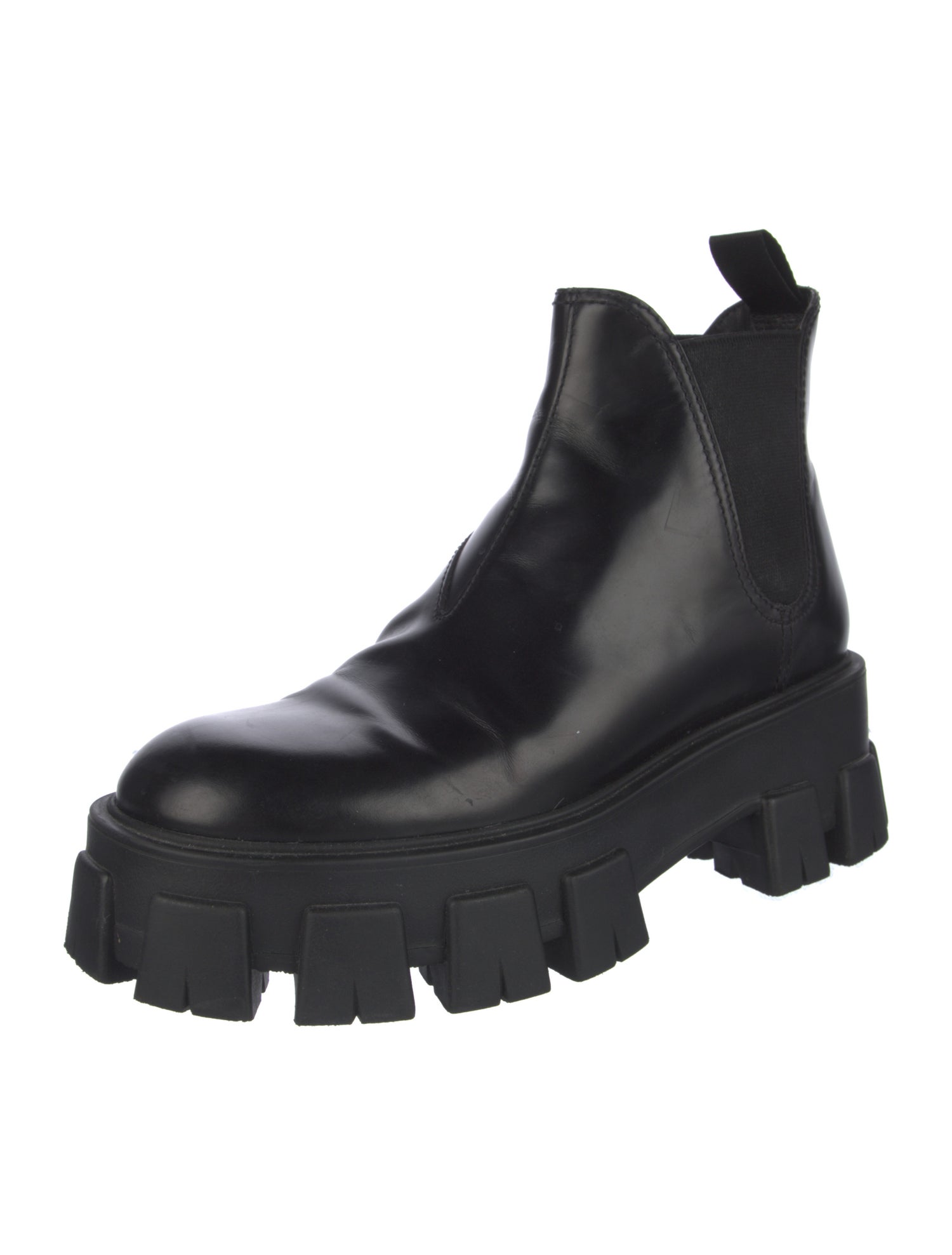 Prada Prada Monolith Brushed Leather Chelsea Boot Leather Chelsea Boots