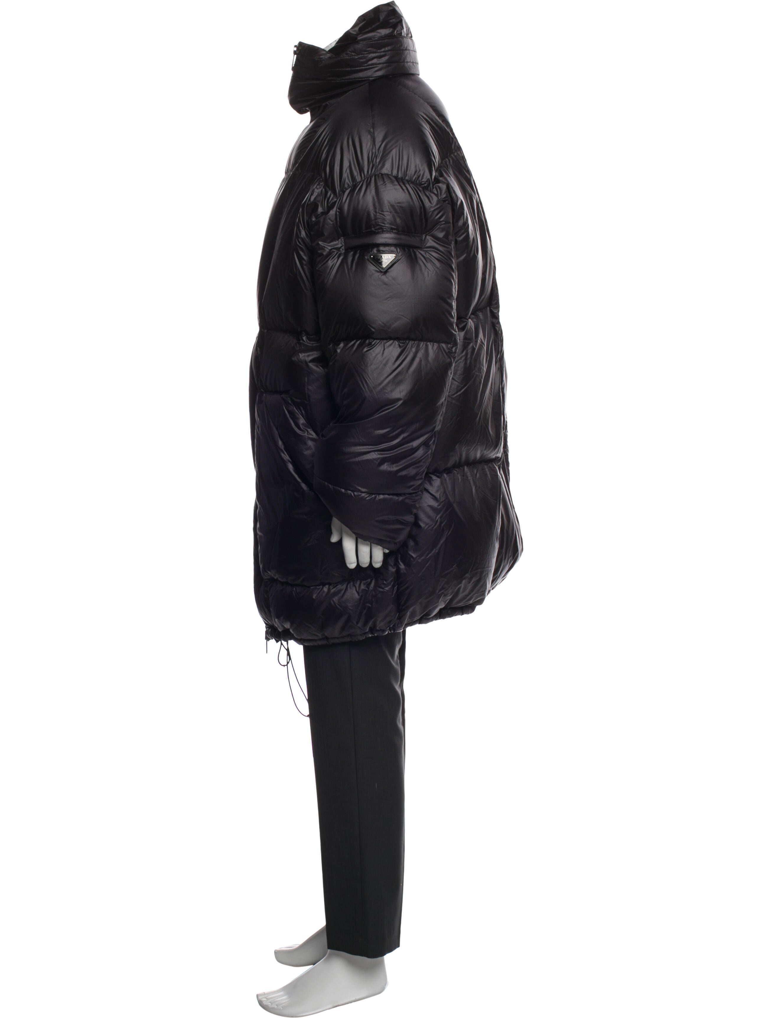 Prada 2016 Enameled Metal Triangle Puffer Coat