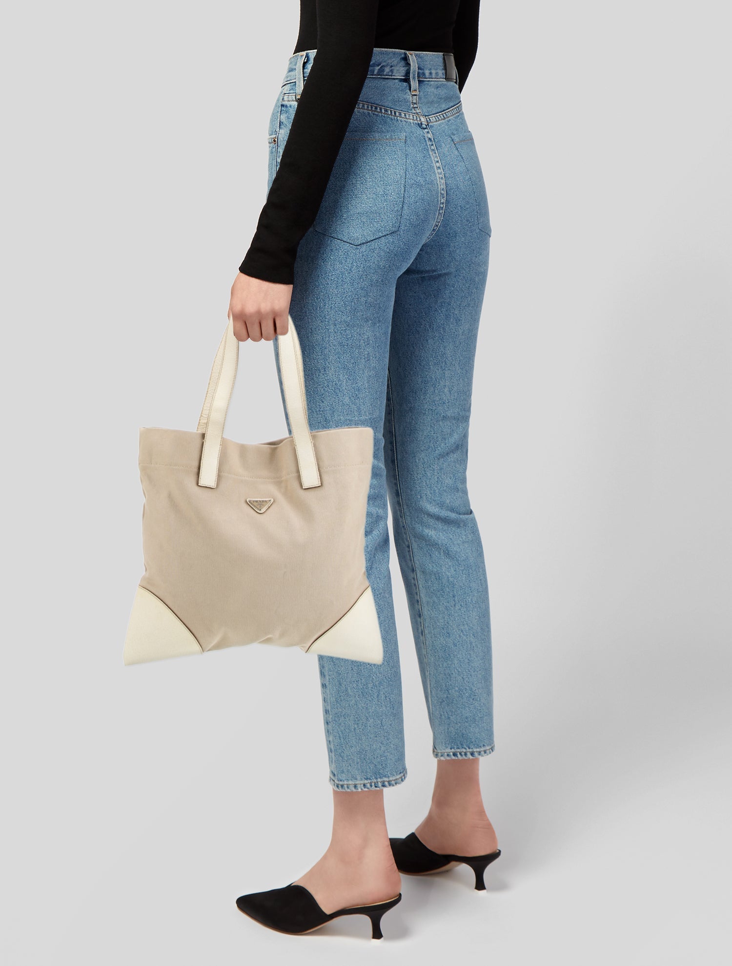 Prada Enameled Metal Triangle Tote