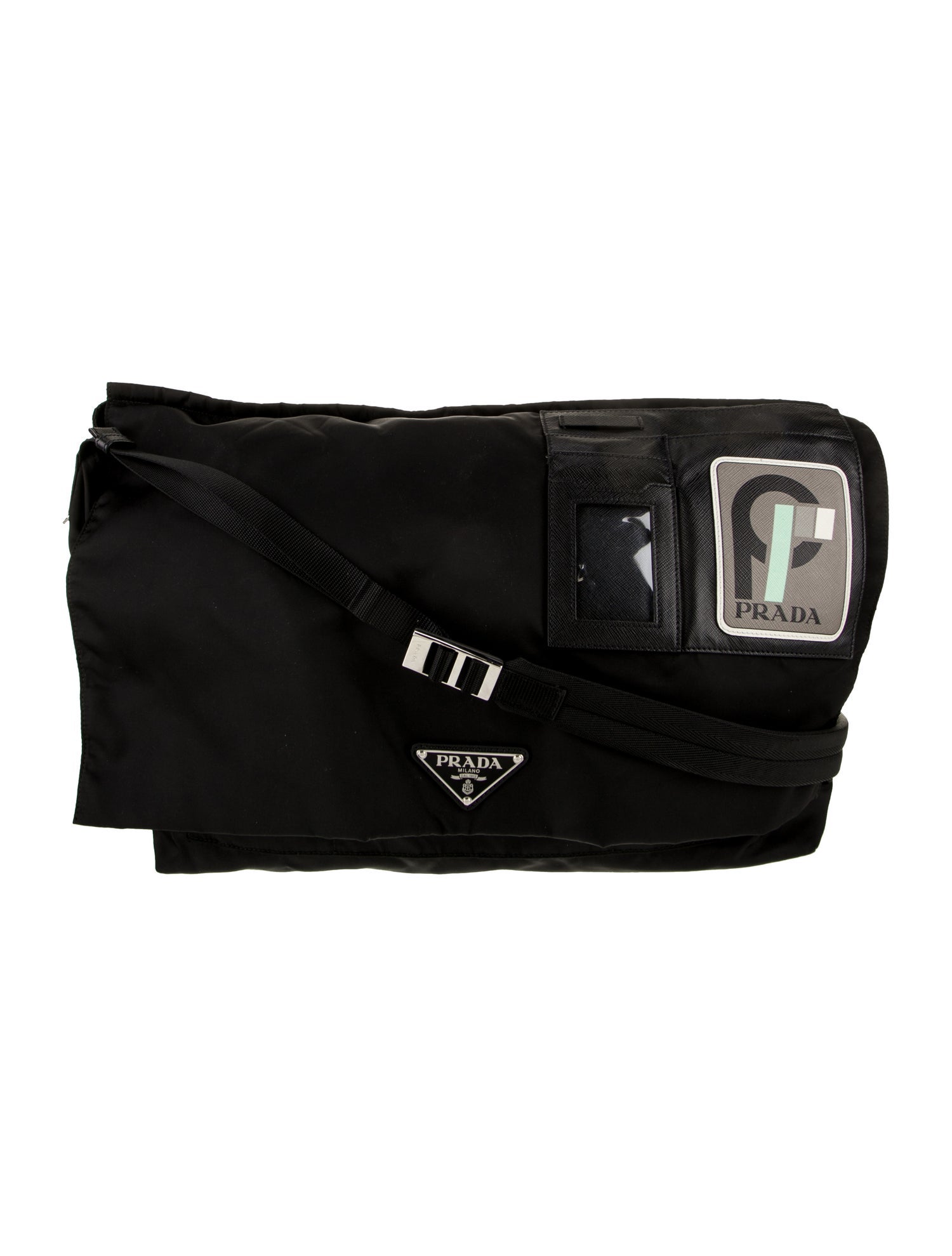 Prada Enameled Metal Triangle Crossbody Bag