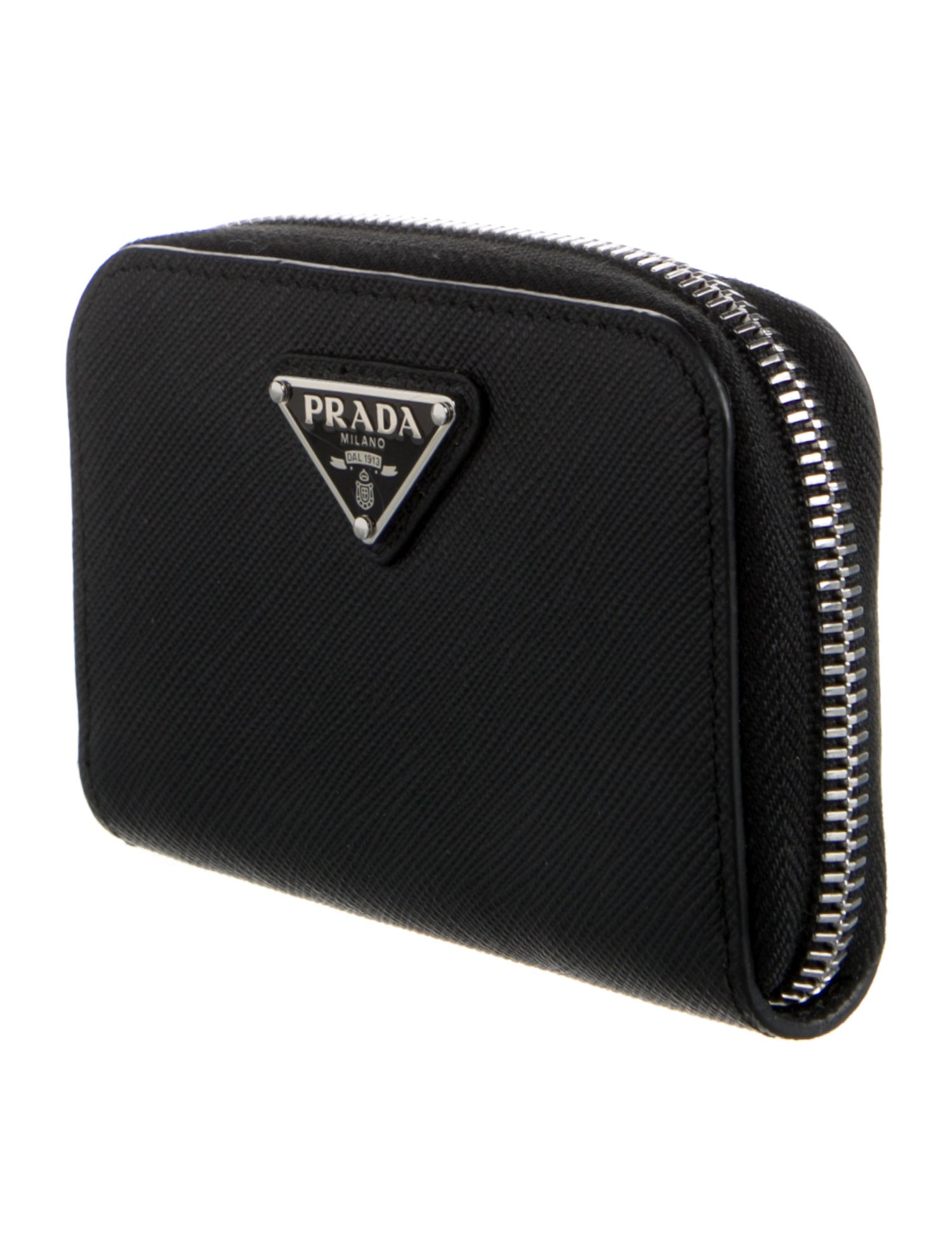 Prada Saffiano Triangle Leather Wallet