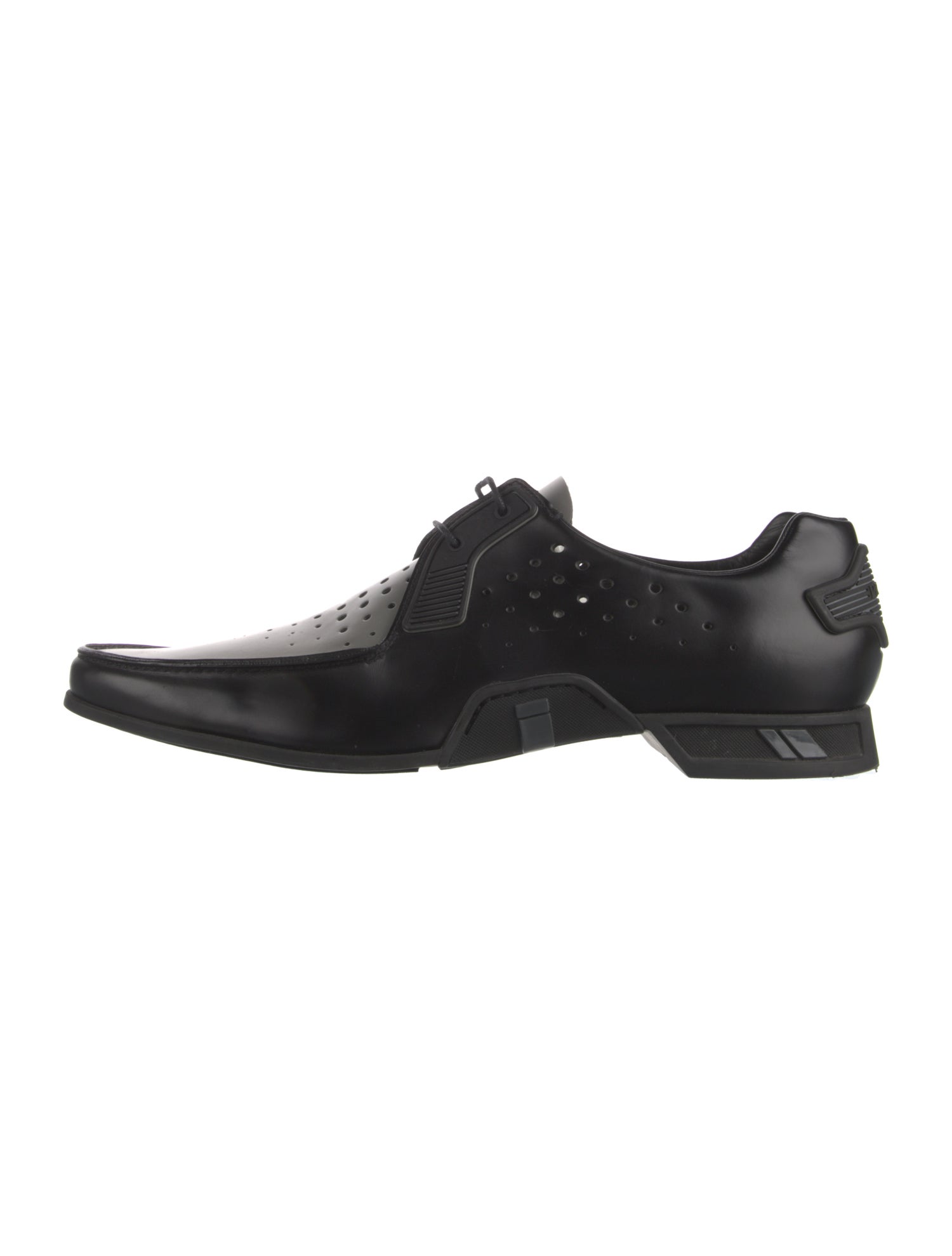 Prada Leather Lasercut Accents Derby Shoes