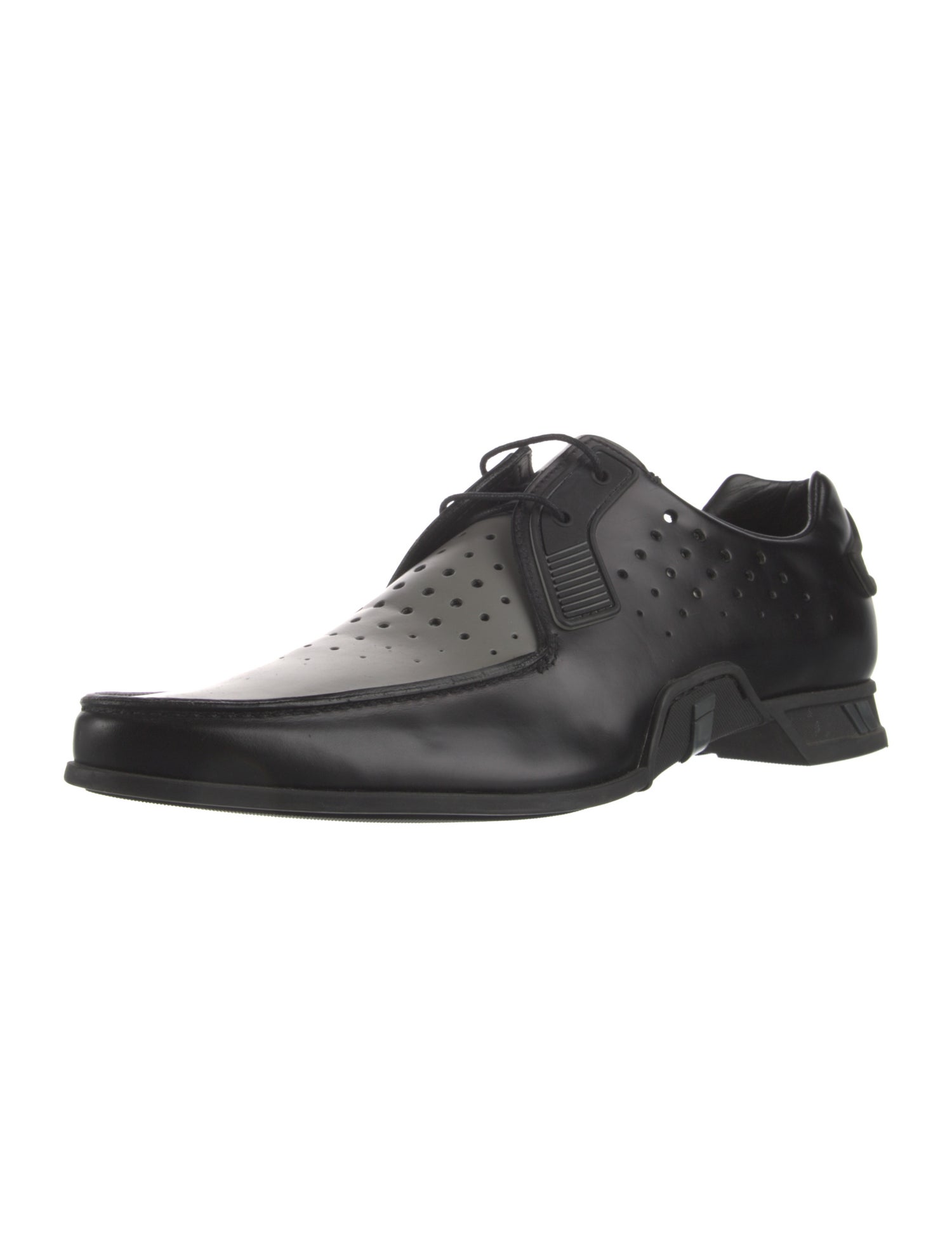 Prada Leather Lasercut Accents Derby Shoes