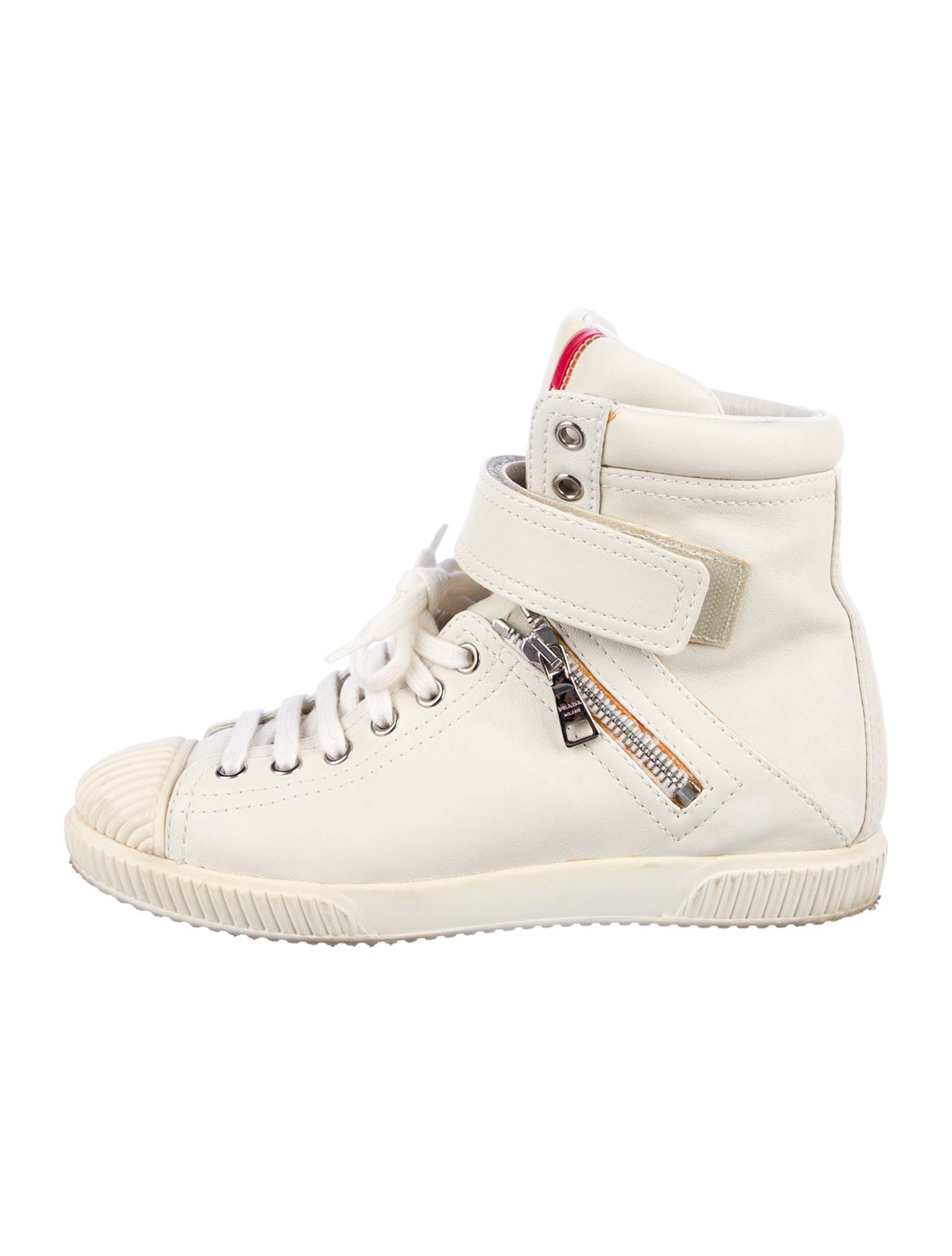 Prada Sport Leather Wedge Sneakers