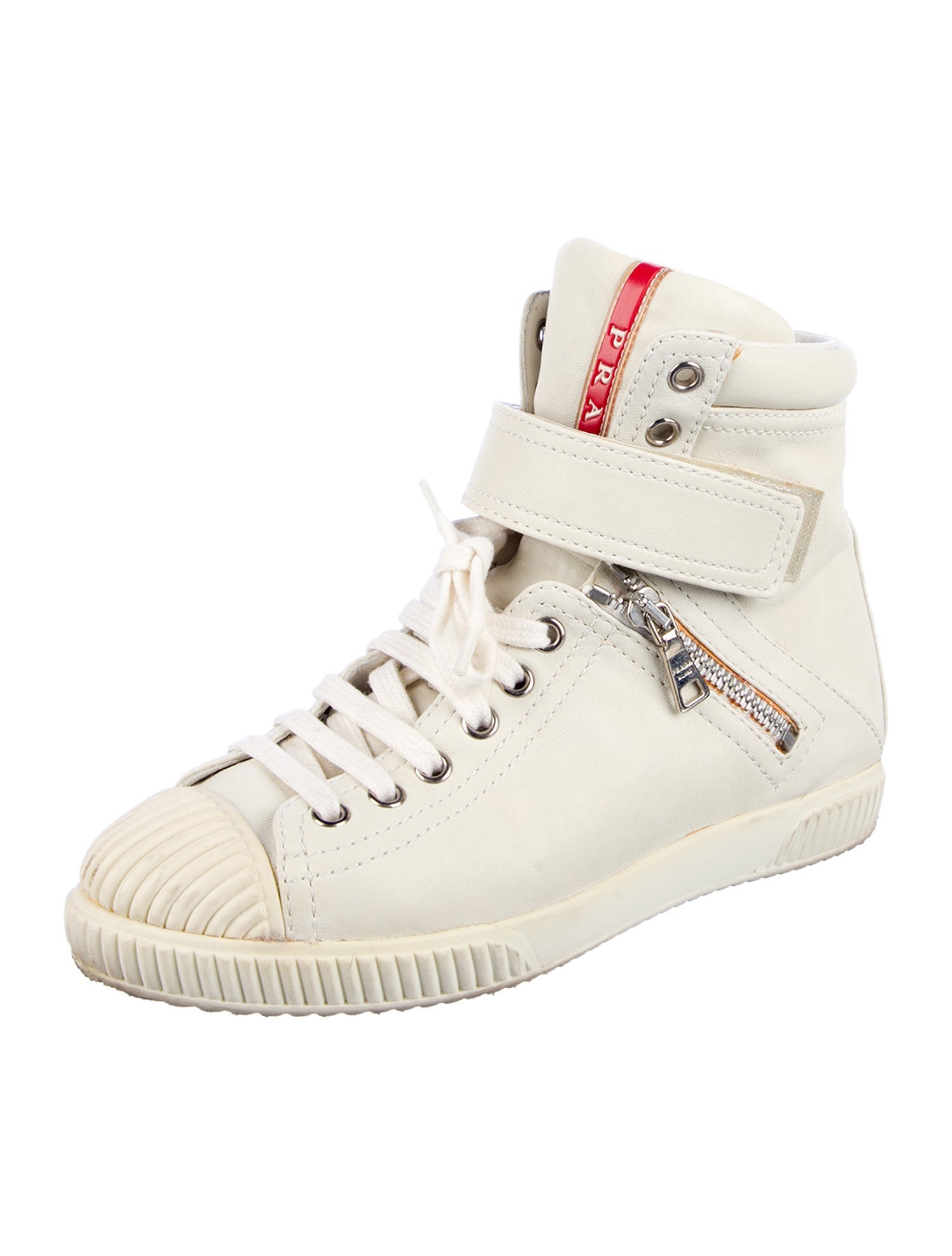 Prada Sport Leather Wedge Sneakers