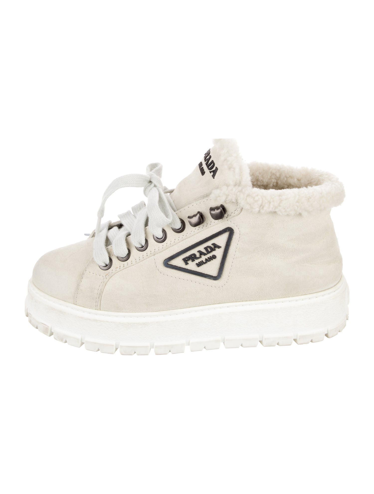 Prada Suede Fur Trim Sneakers