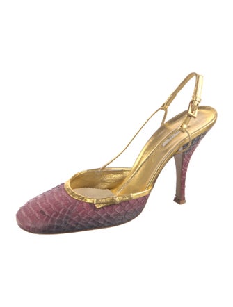 Prada Python Colorblock Pattern Slingback Pumps