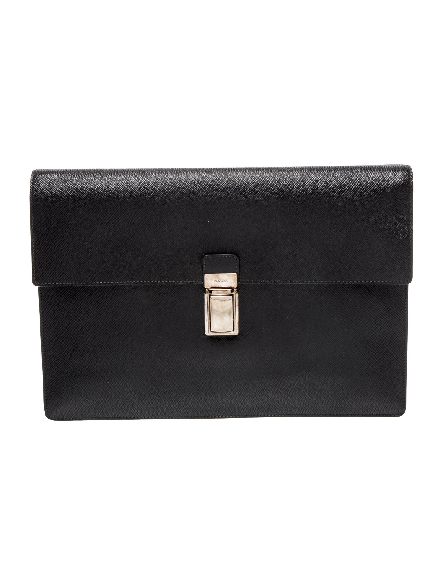 Prada Enameled Metal Triangle Portfolio