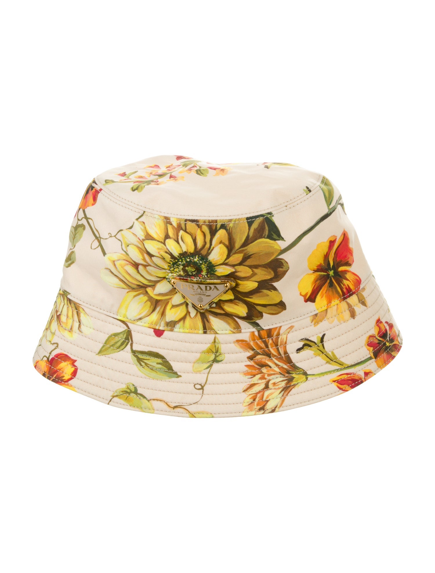 Prada Floral Logo Bucket Hat