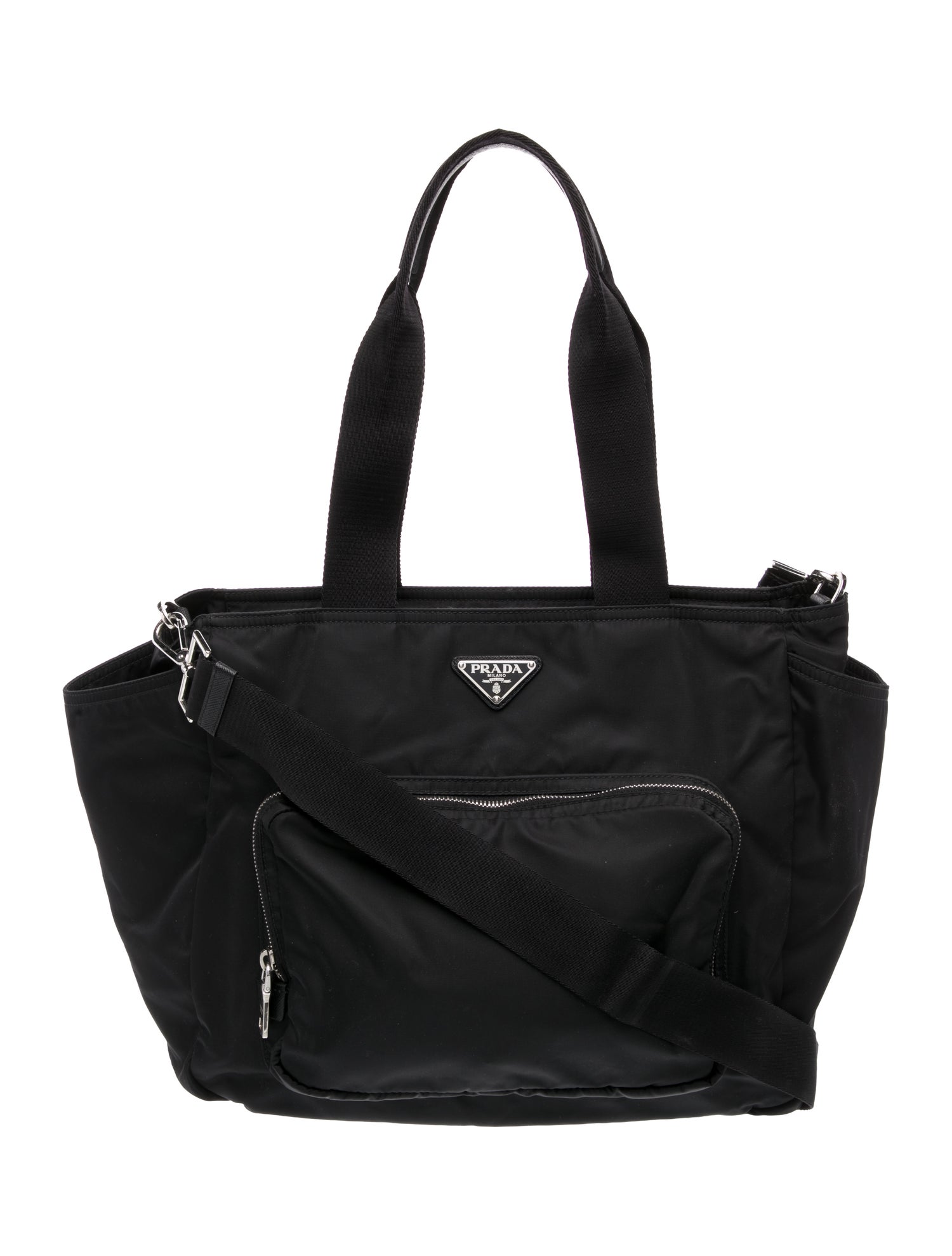 Prada Tessuto Enameled Metal Triangle Diaper Bag