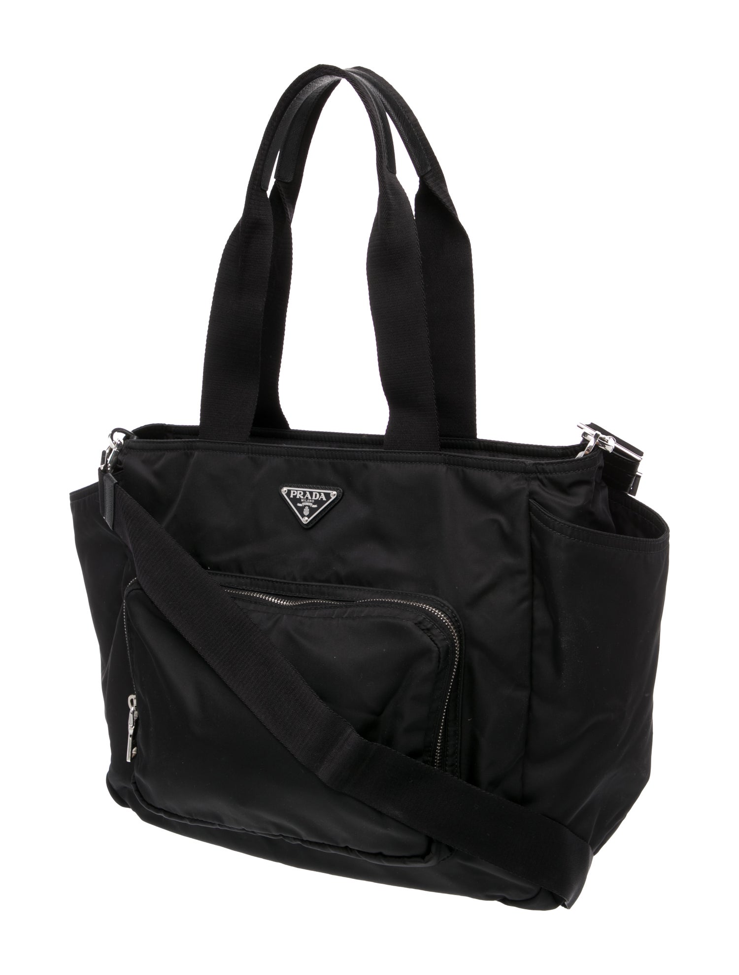 Prada Tessuto Enameled Metal Triangle Diaper Bag