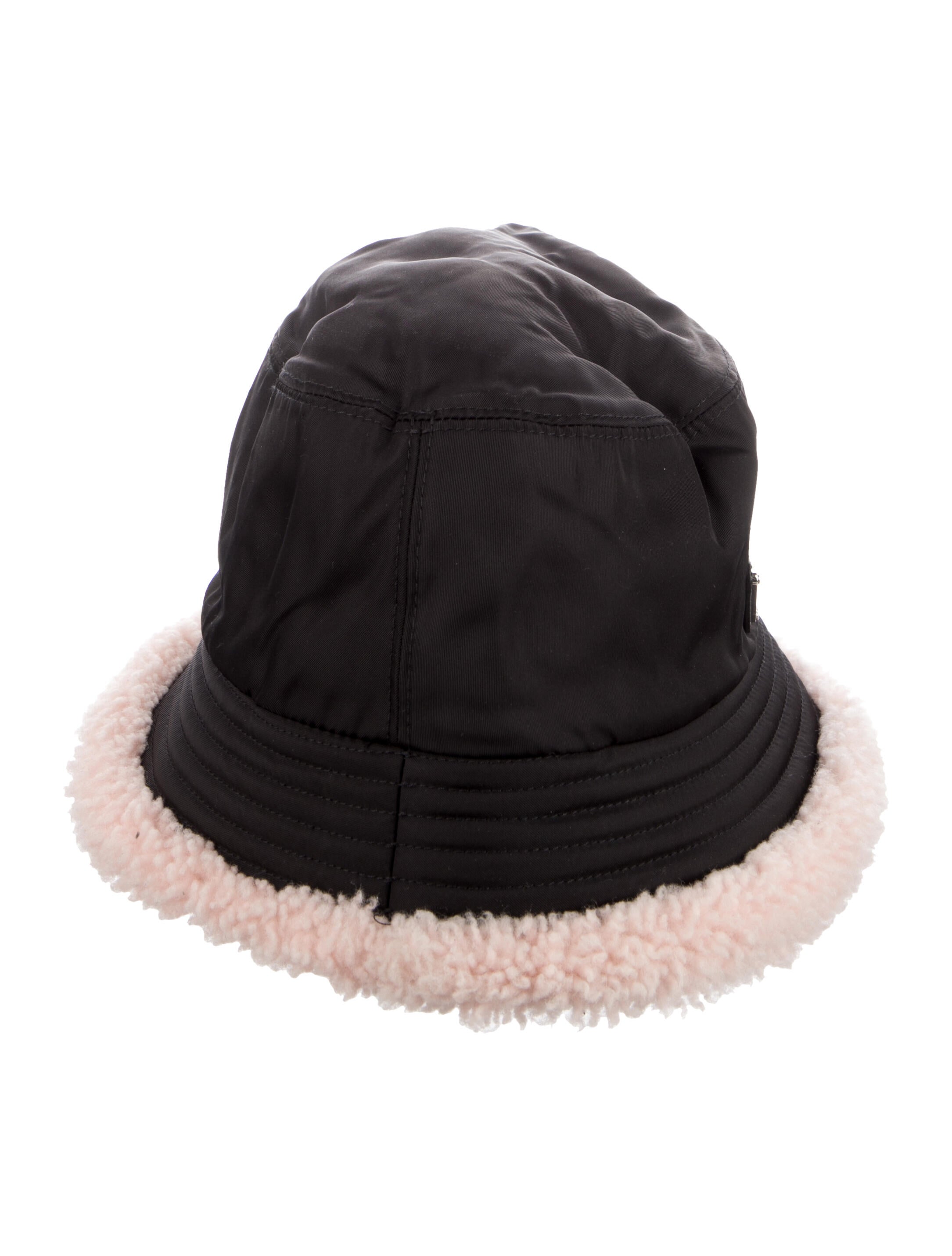 Prada Nylon Fur Trim Bucket Hat
