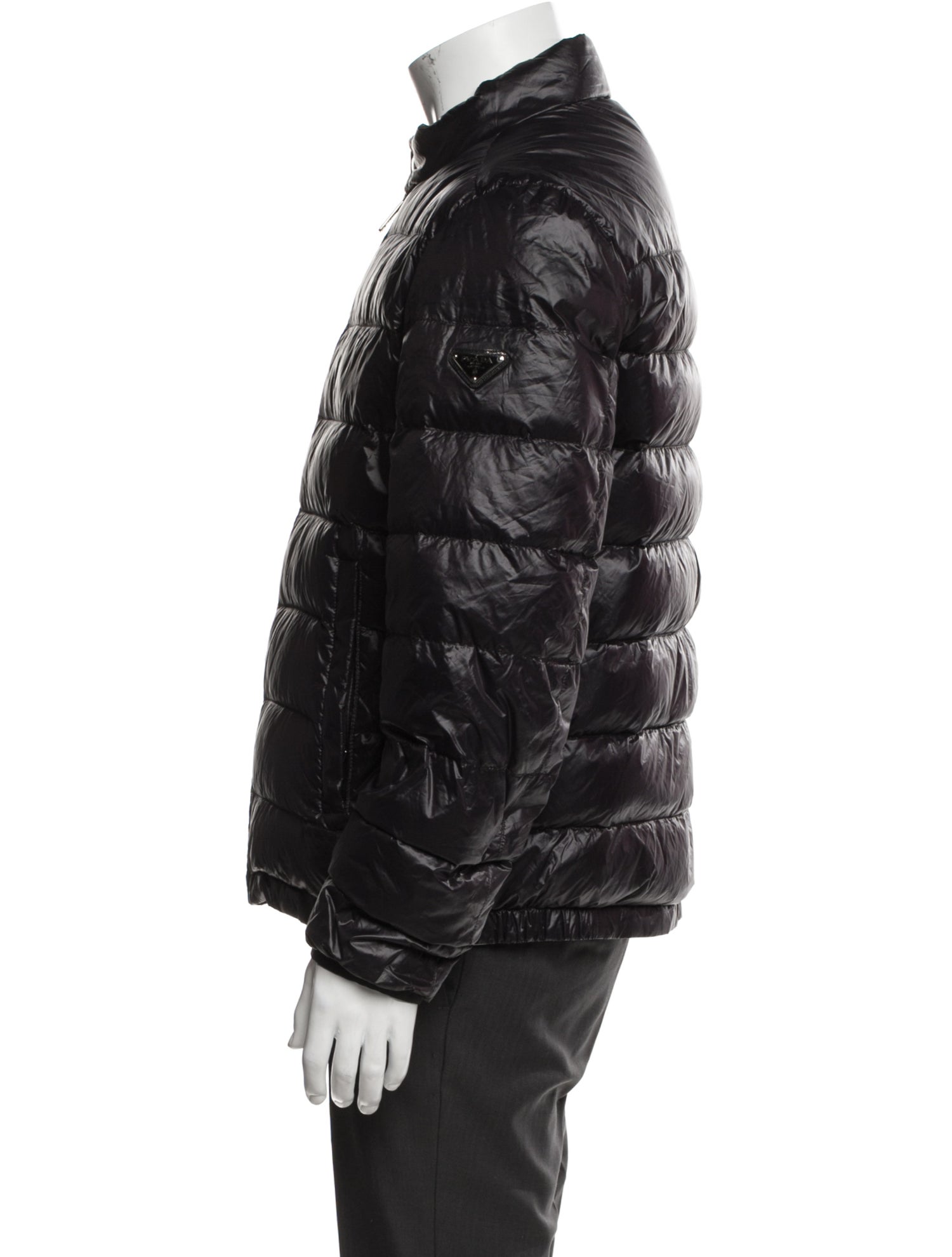 Prada 2016 Enameled Metal Triangle Puffer Coat