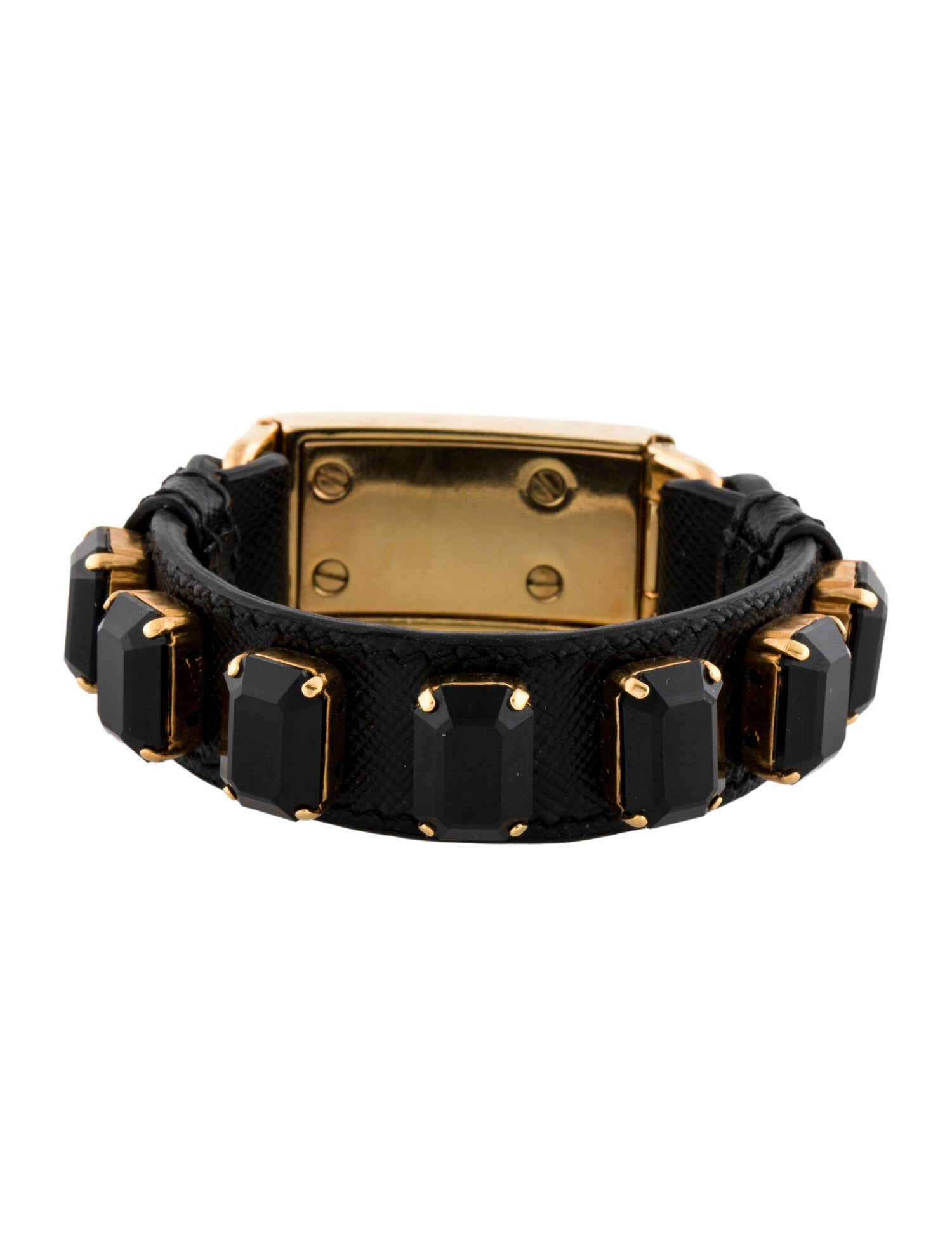 Prada Crystal & Leather Wrap Bracelet