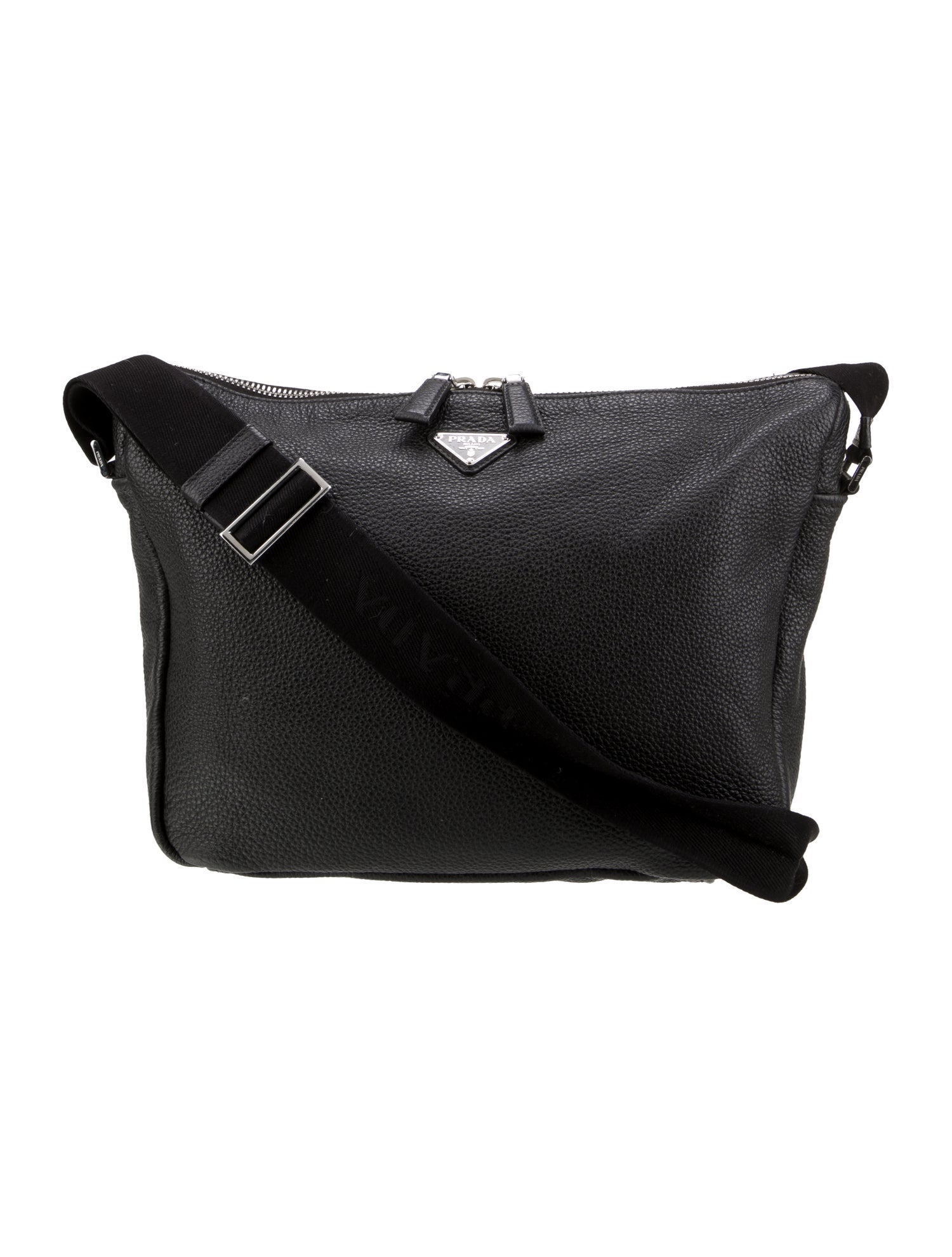 Prada Enameled Metal Triangle Messenger Bag