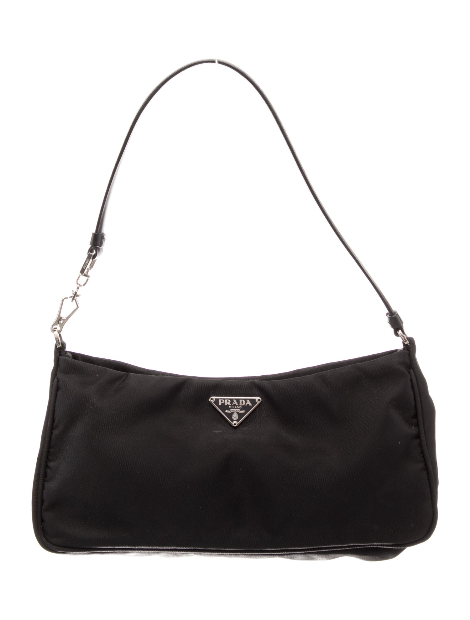 Prada Enameled Metal Triangle Top Handle Bag