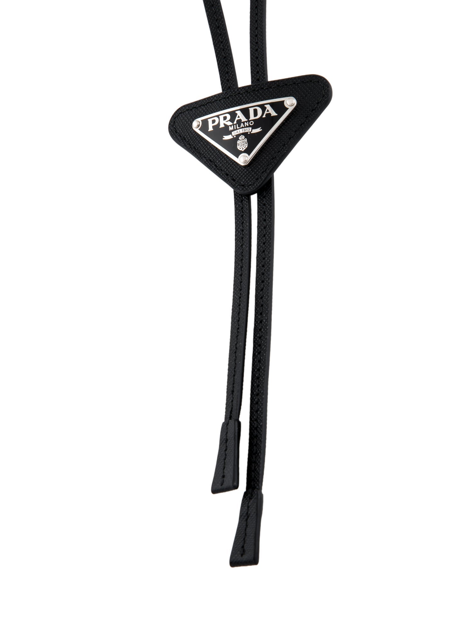 Prada Leather Saffiano Bolo Tie Necklace