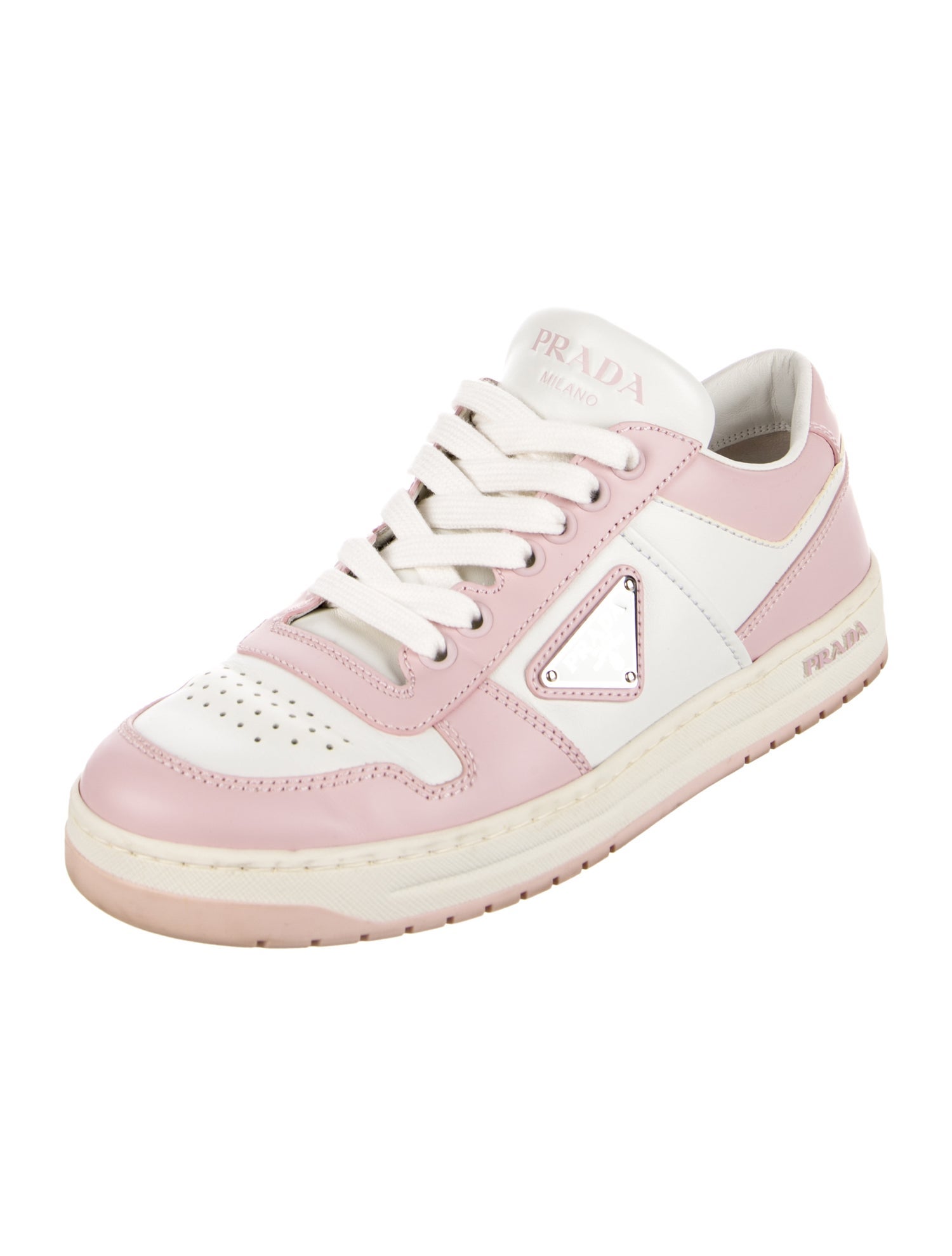 Prada Leather Colorblock Pattern Sneakers