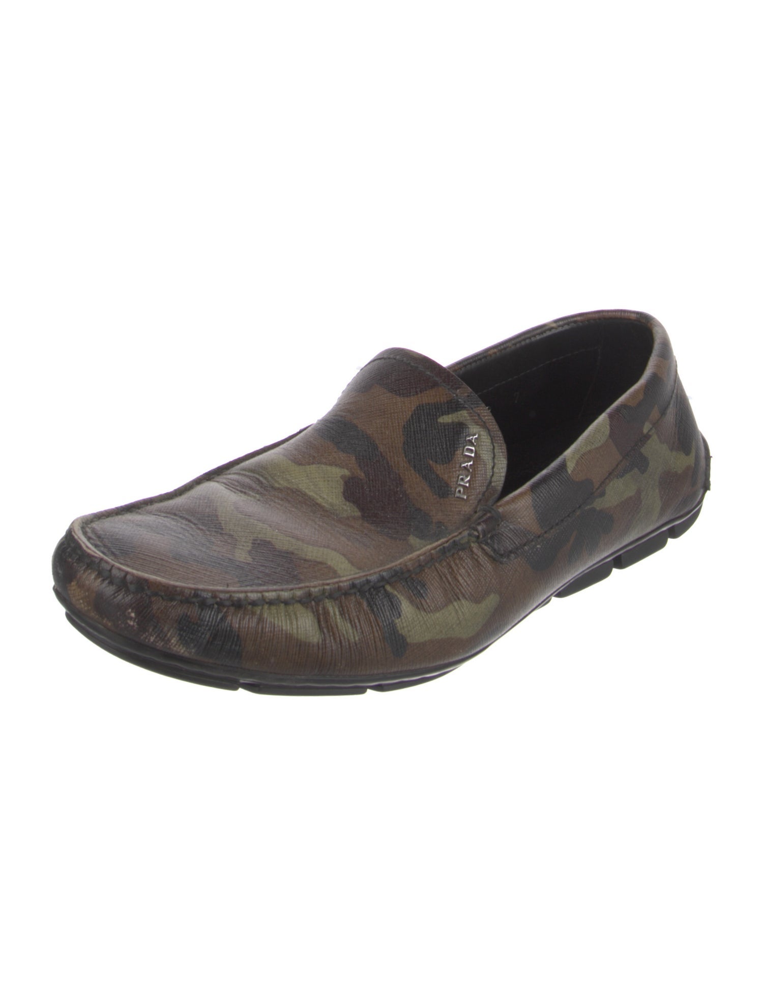 Prada Leather Camouflage Print Drivers