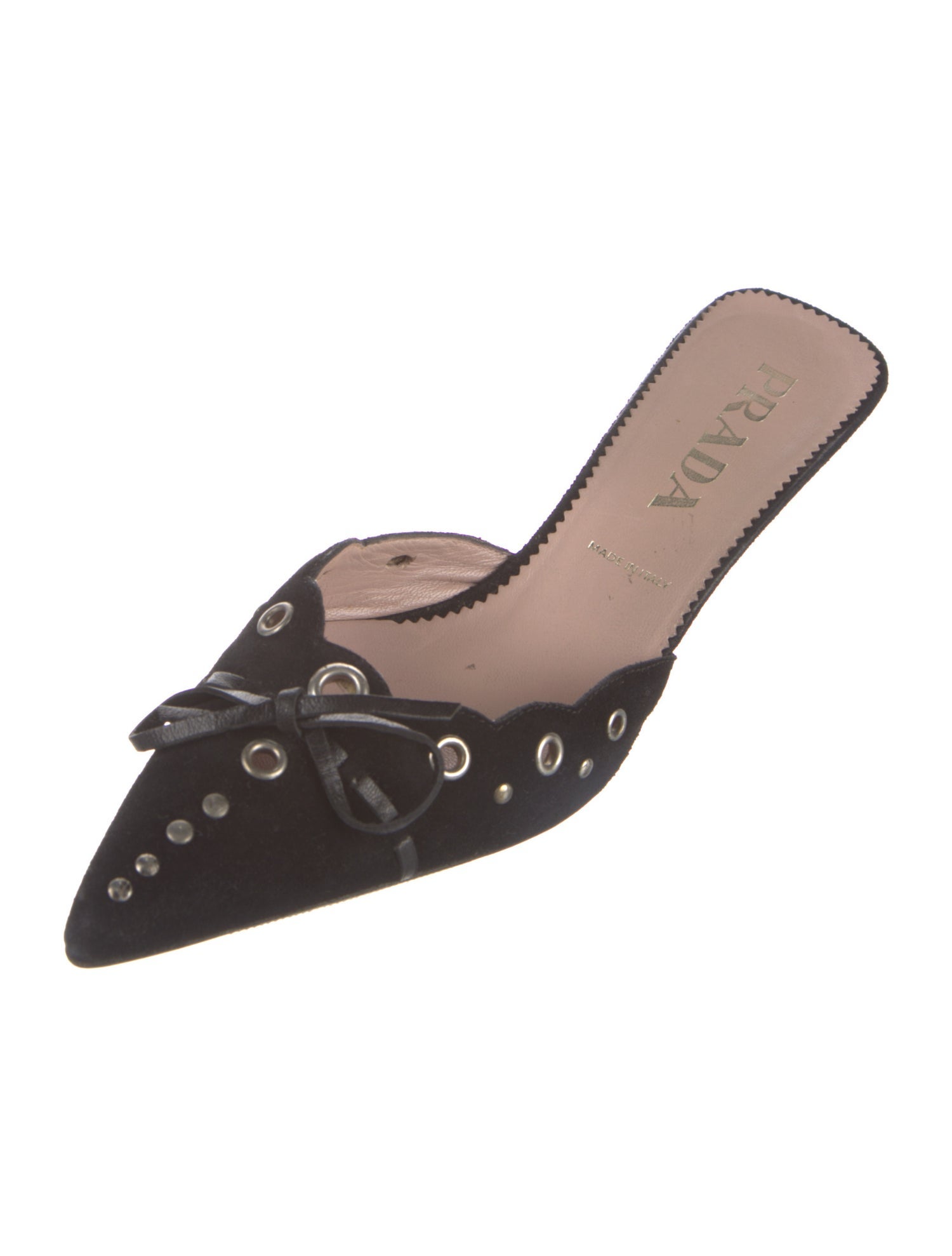 Prada Suede Bow Accents Mules