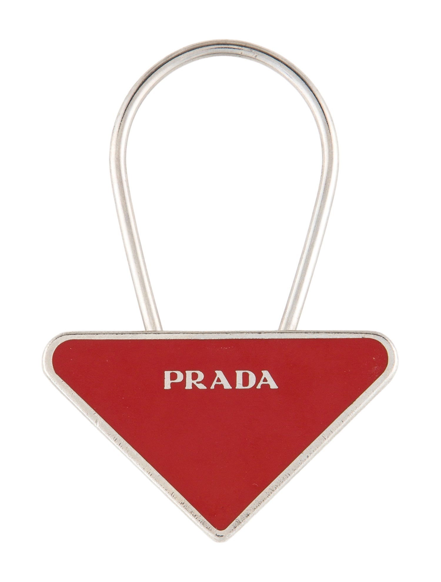 Prada Silver Logo Keychain