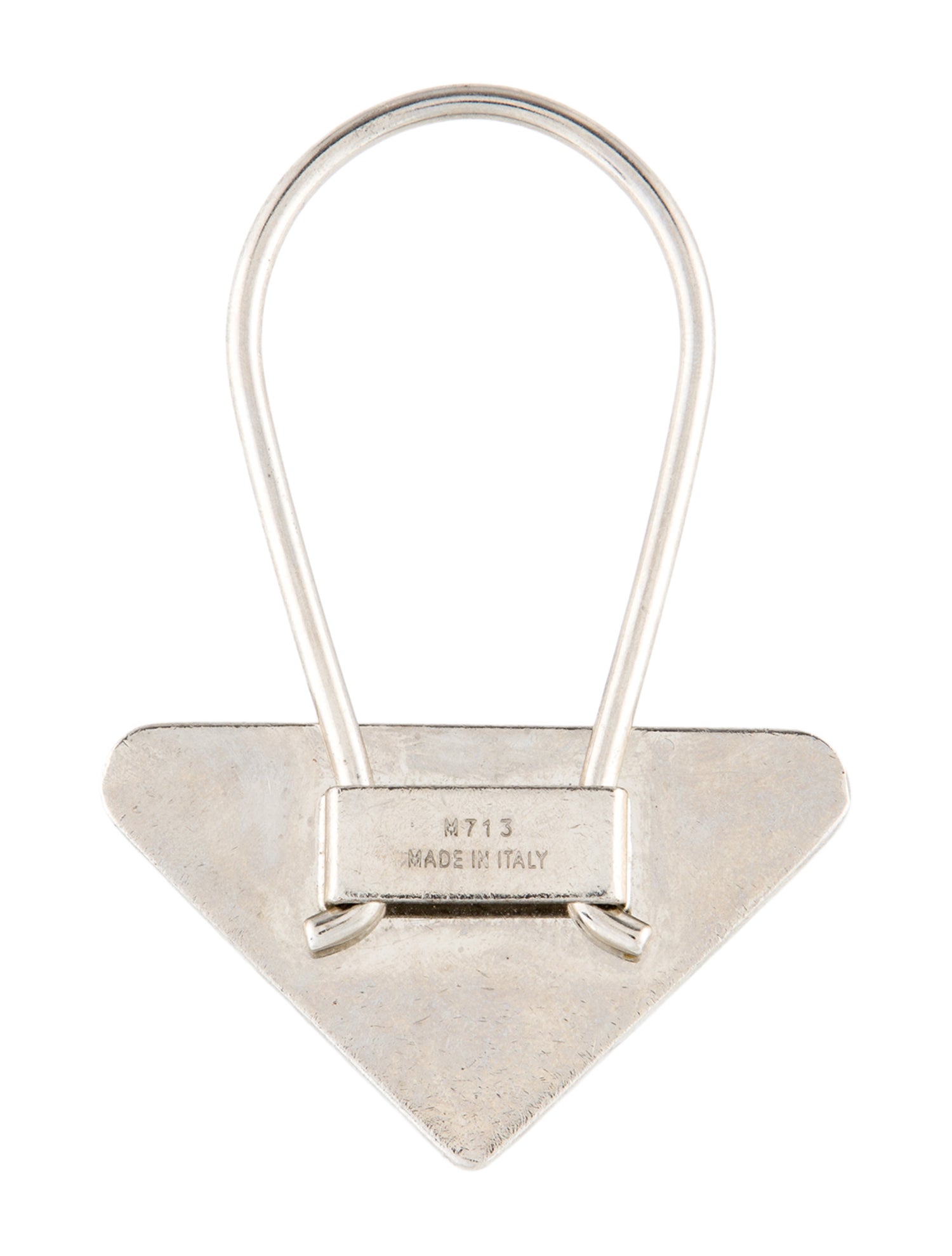 Prada Silver Logo Keychain