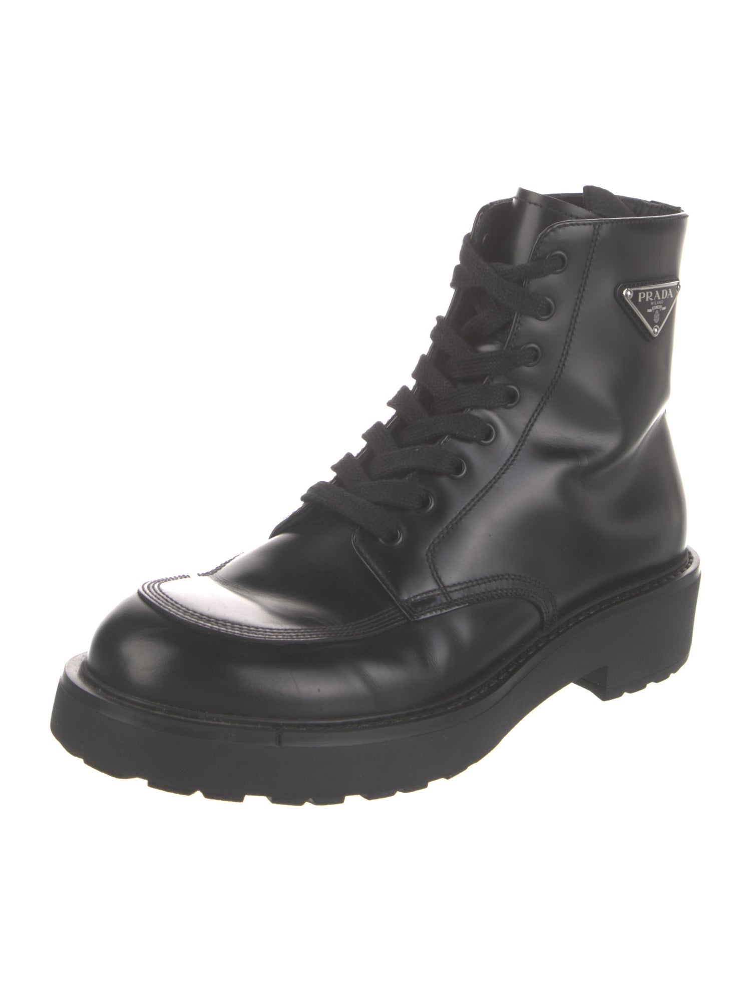 Prada Patent Leather Combat Boots