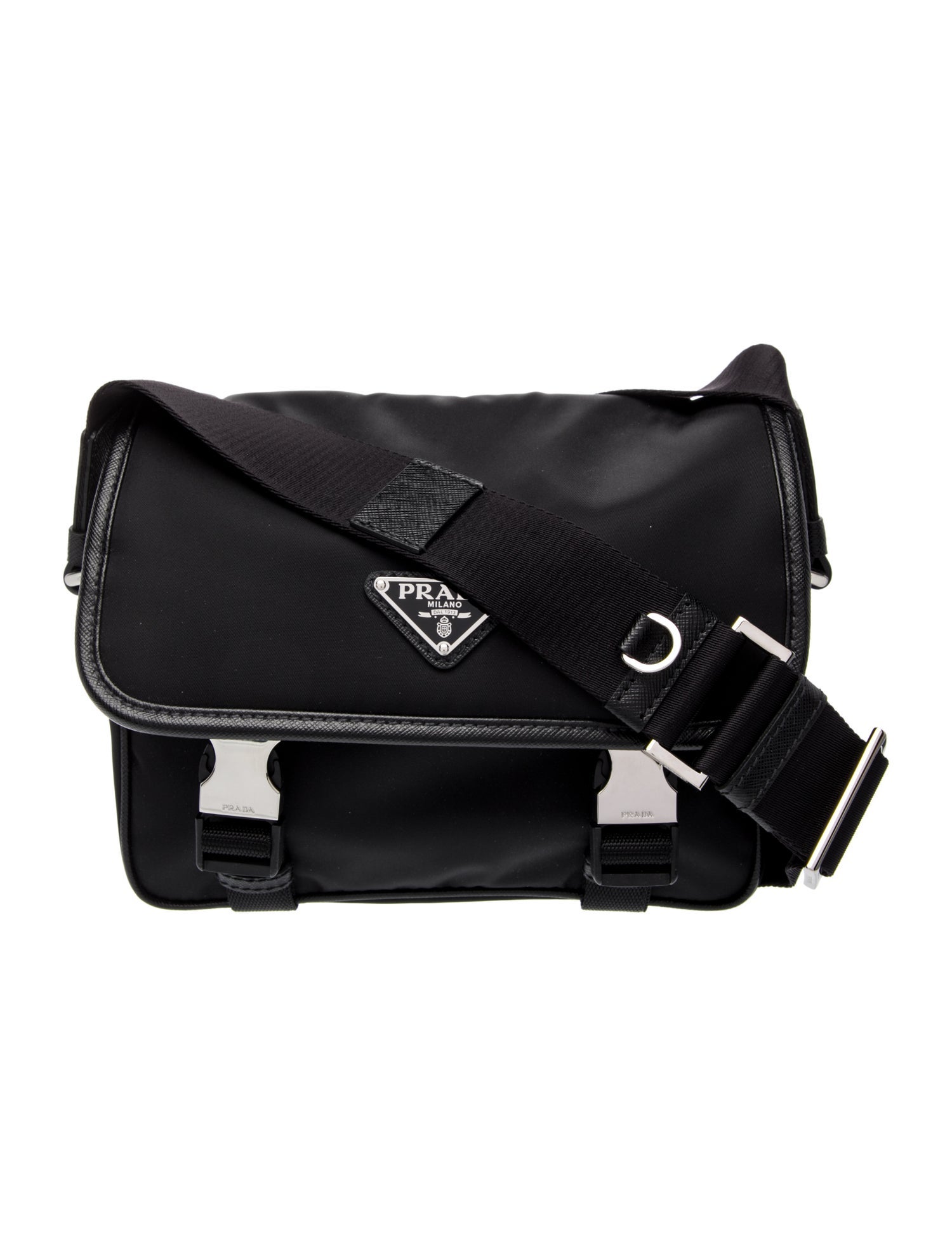 Prada Enameled Metal Triangle Messenger Bag