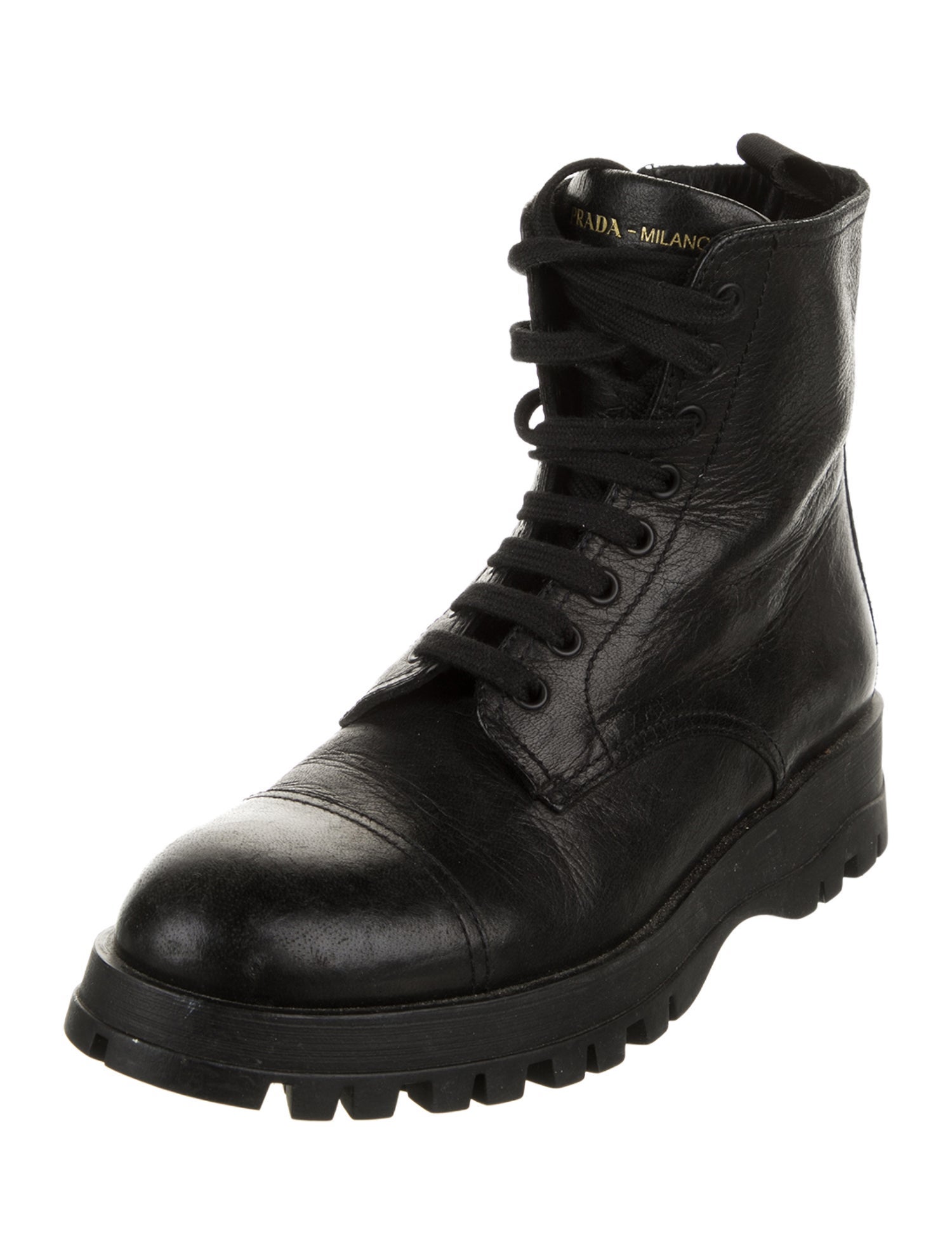 Prada Leather Combat Boots