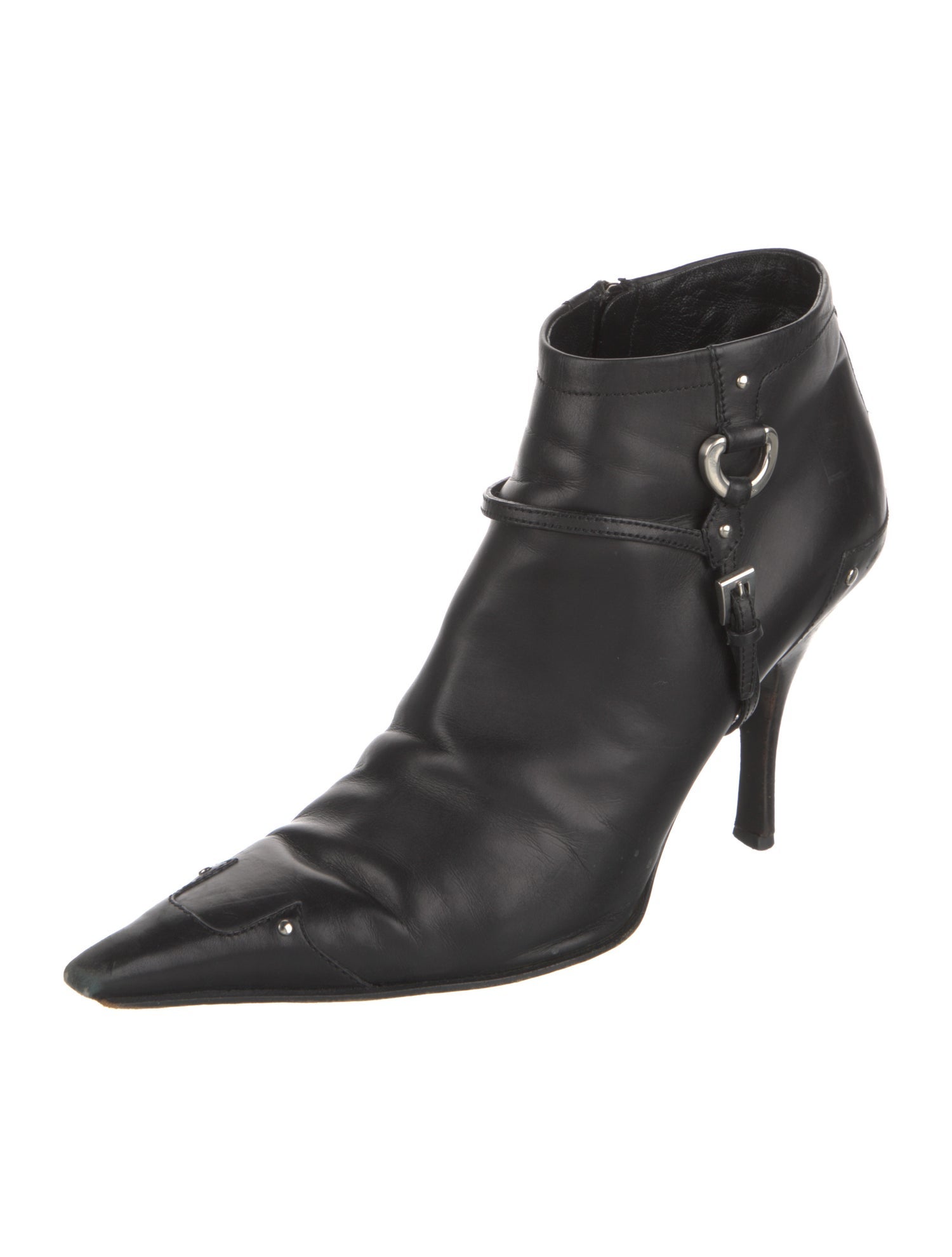 Prada Leather Studded Accents Boots