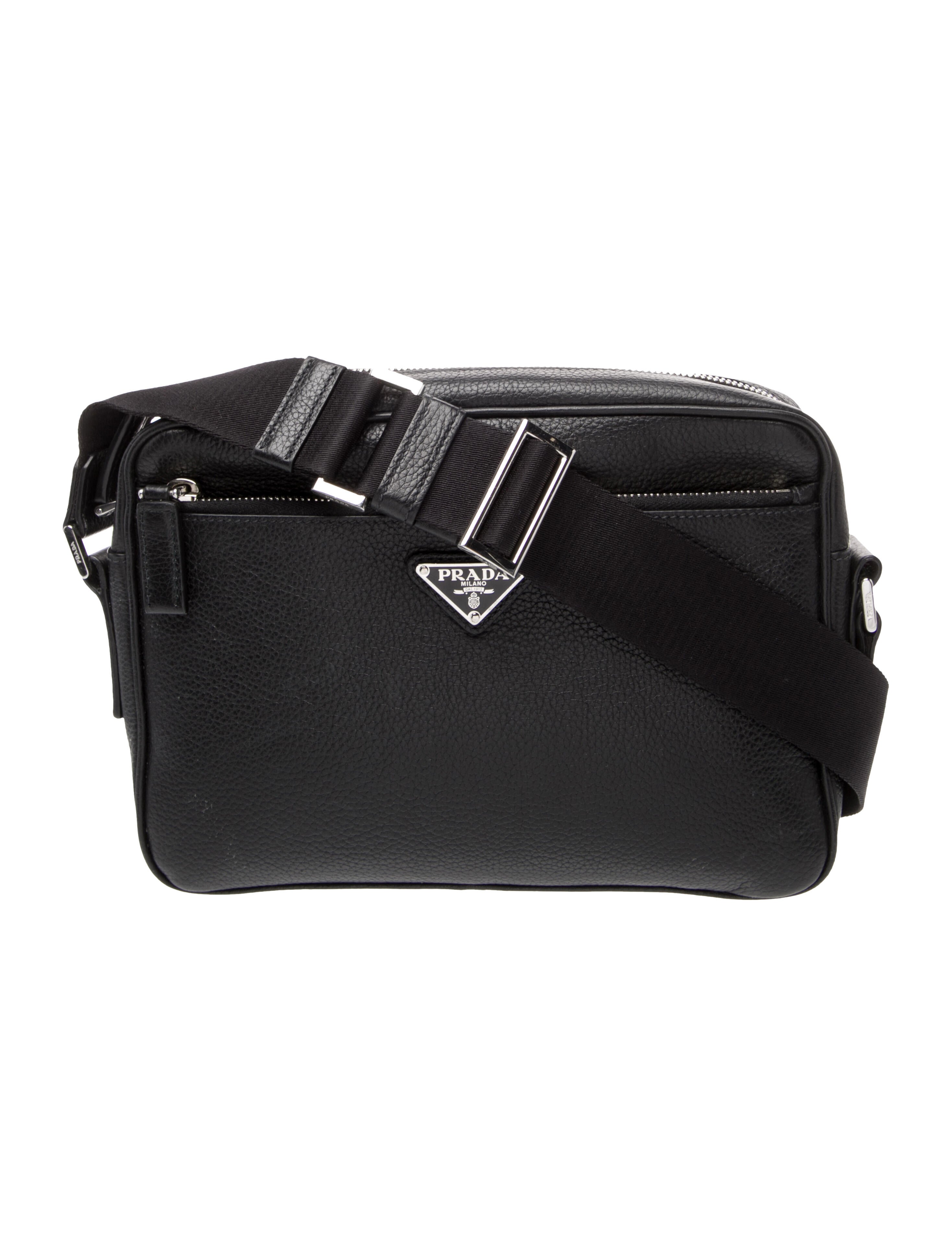 Prada Enameled Metal Triangle Messenger Bag