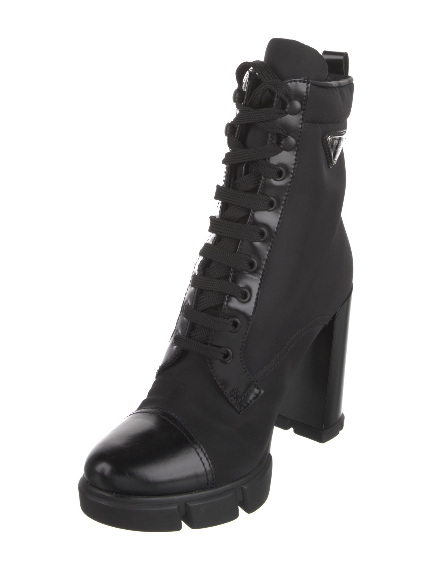 Prada Nylon Lace-Up Boots