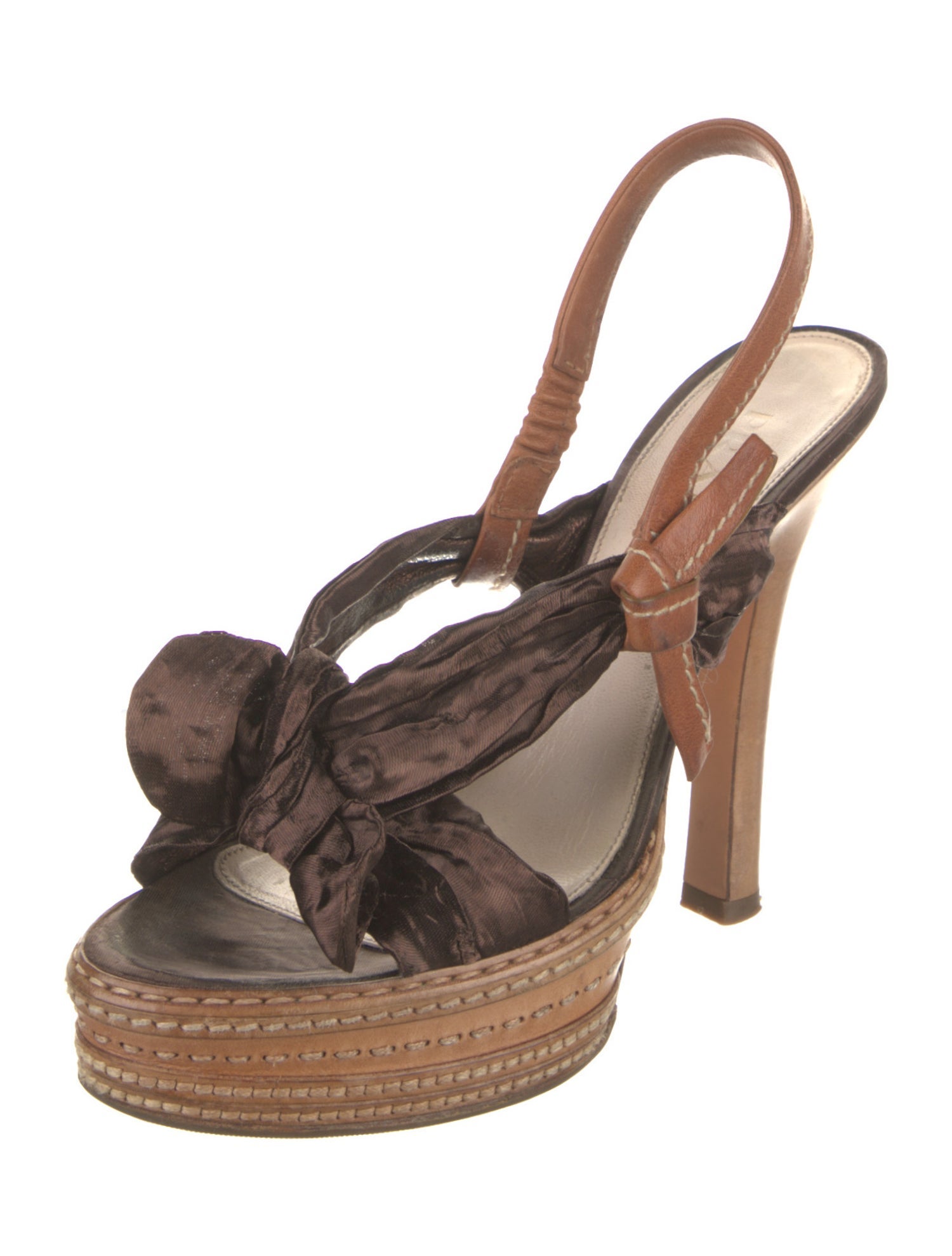 Prada Satin Patterned Slingback Sandals
