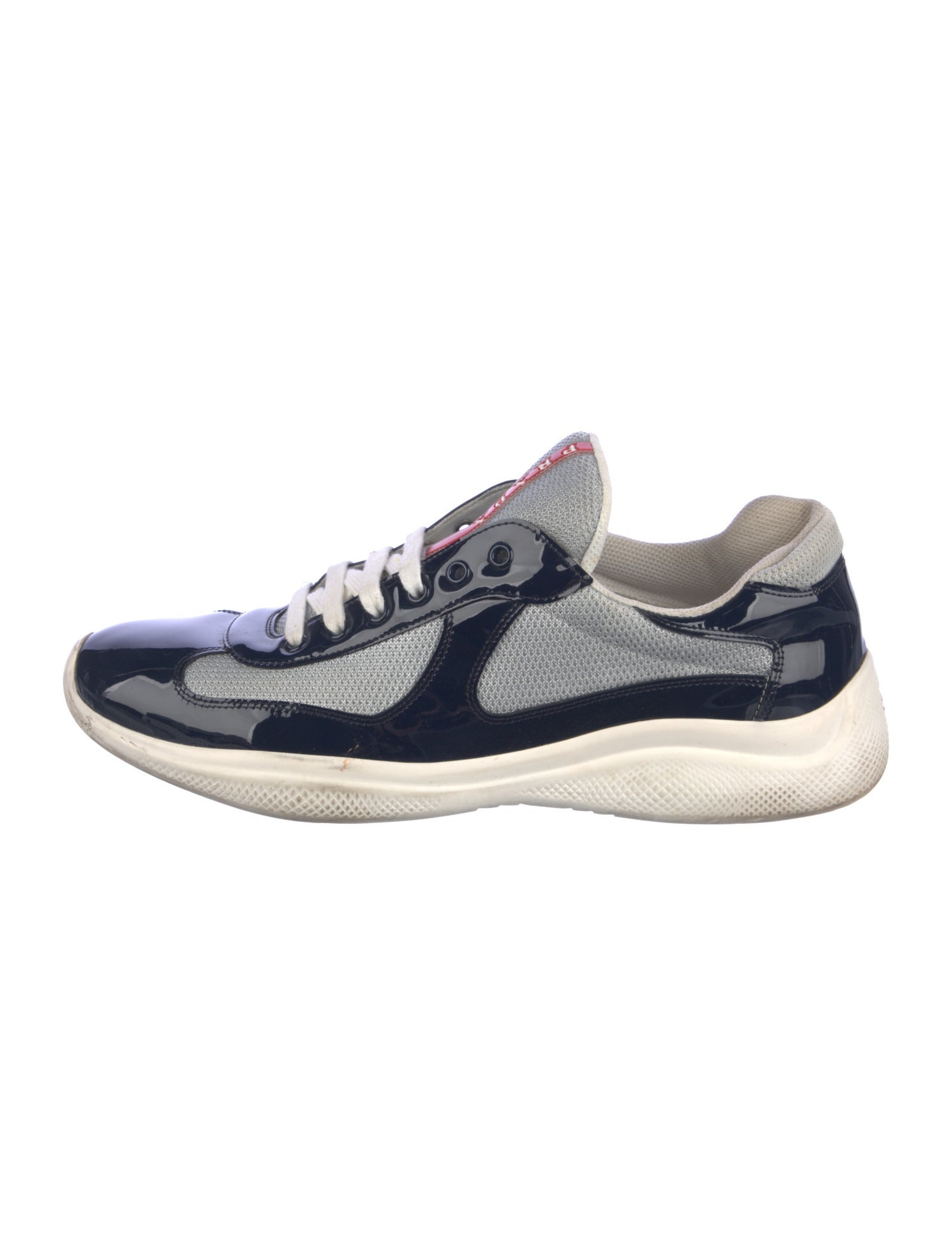 Prada Patent Leather Colorblock Pattern Sneakers