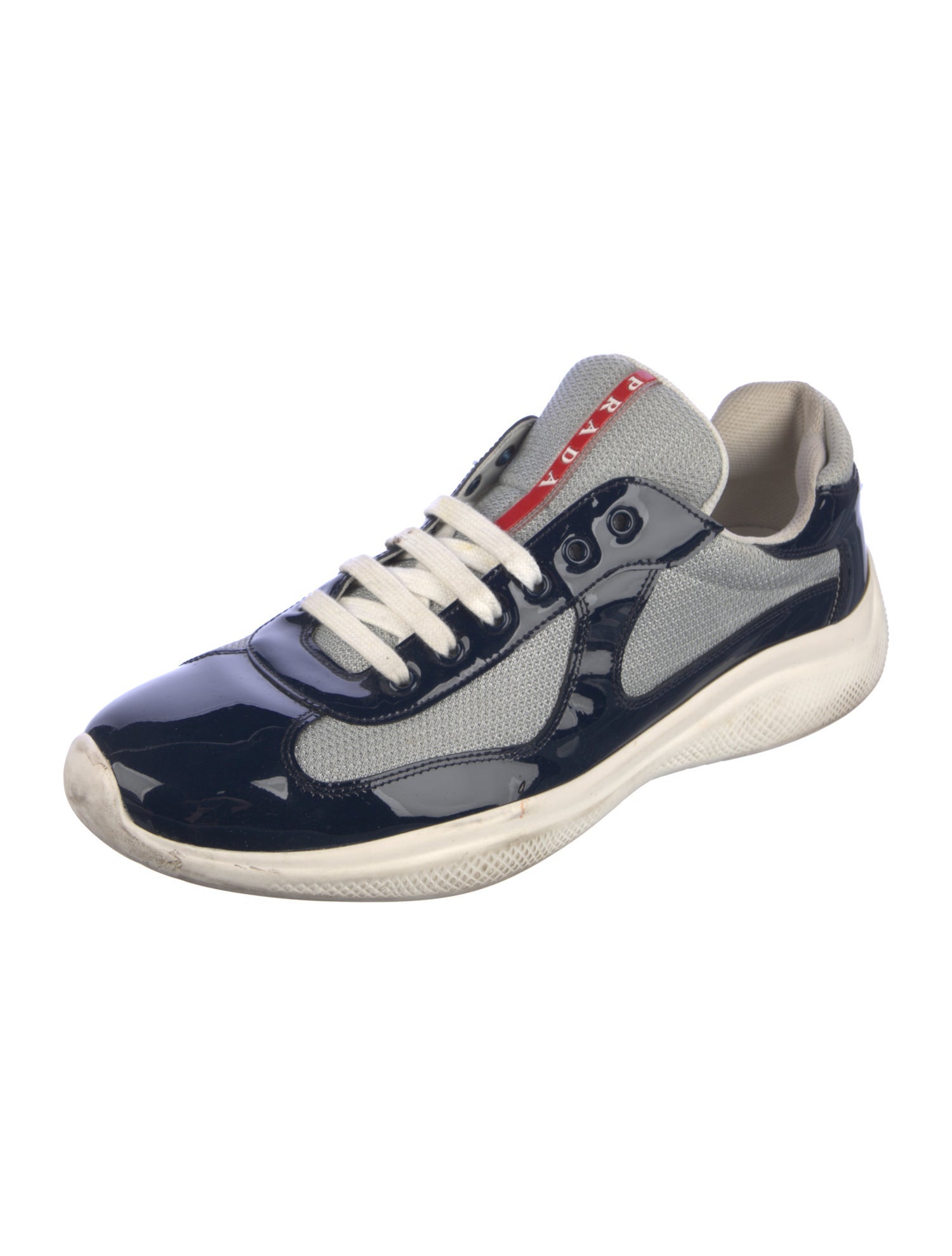 Prada Patent Leather Colorblock Pattern Sneakers