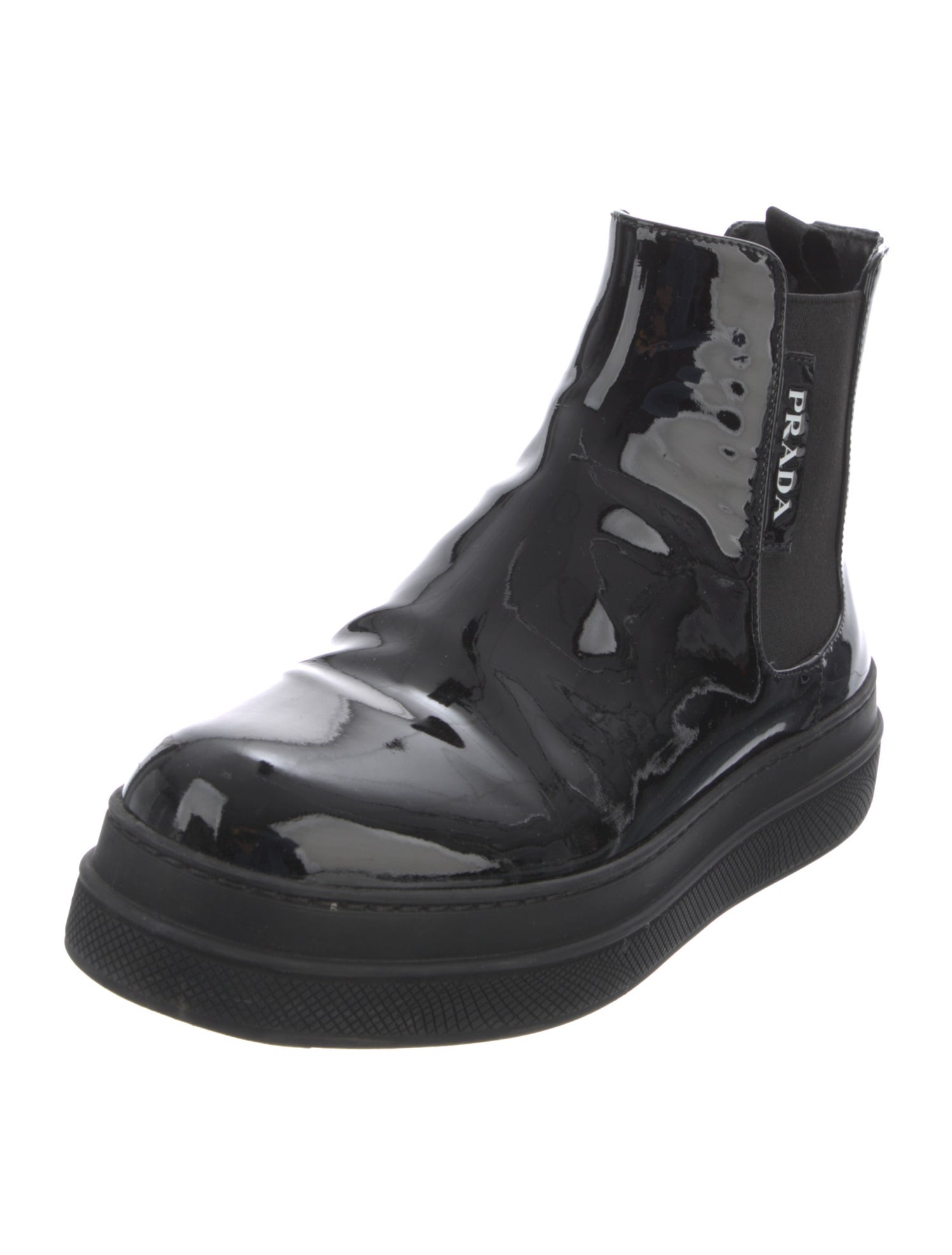 Prada Patent Leather Chelsea Boots