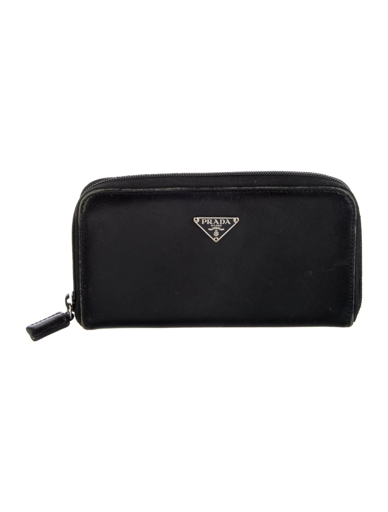 Prada Saffiano Triangle Leather Continental Wallet