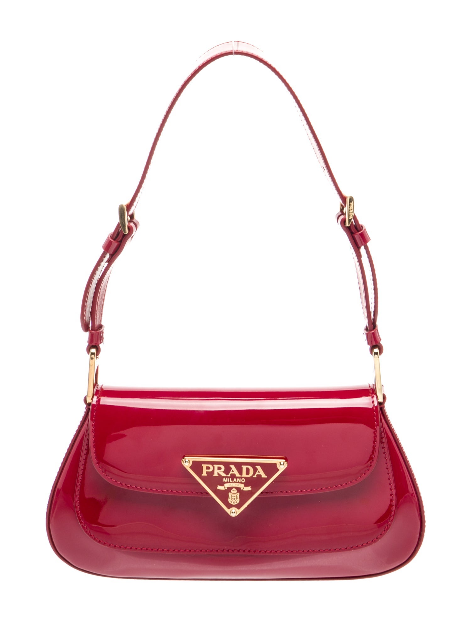 Prada Enameled Metal Triangle Cleo